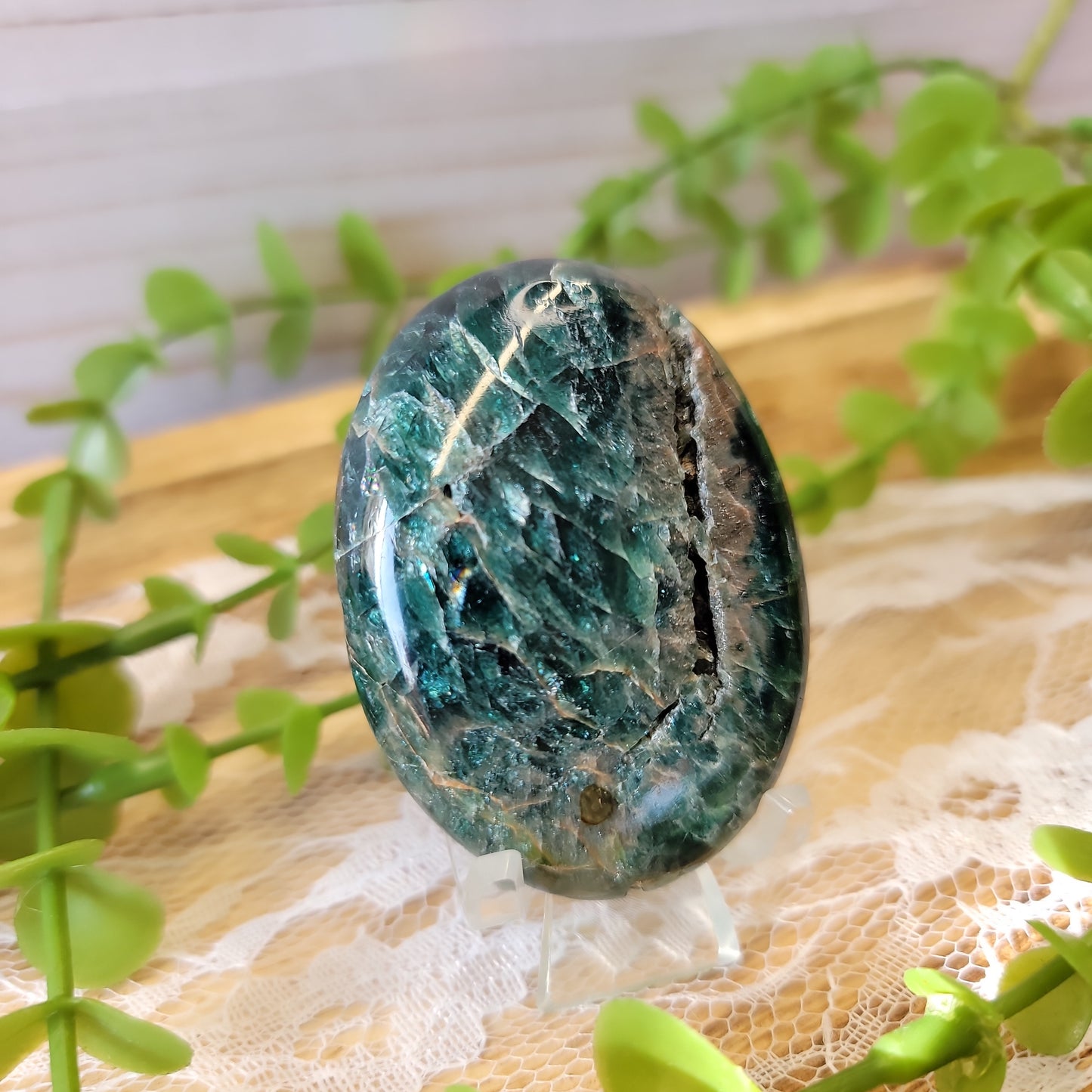 Blue Apatite Palm Stone w