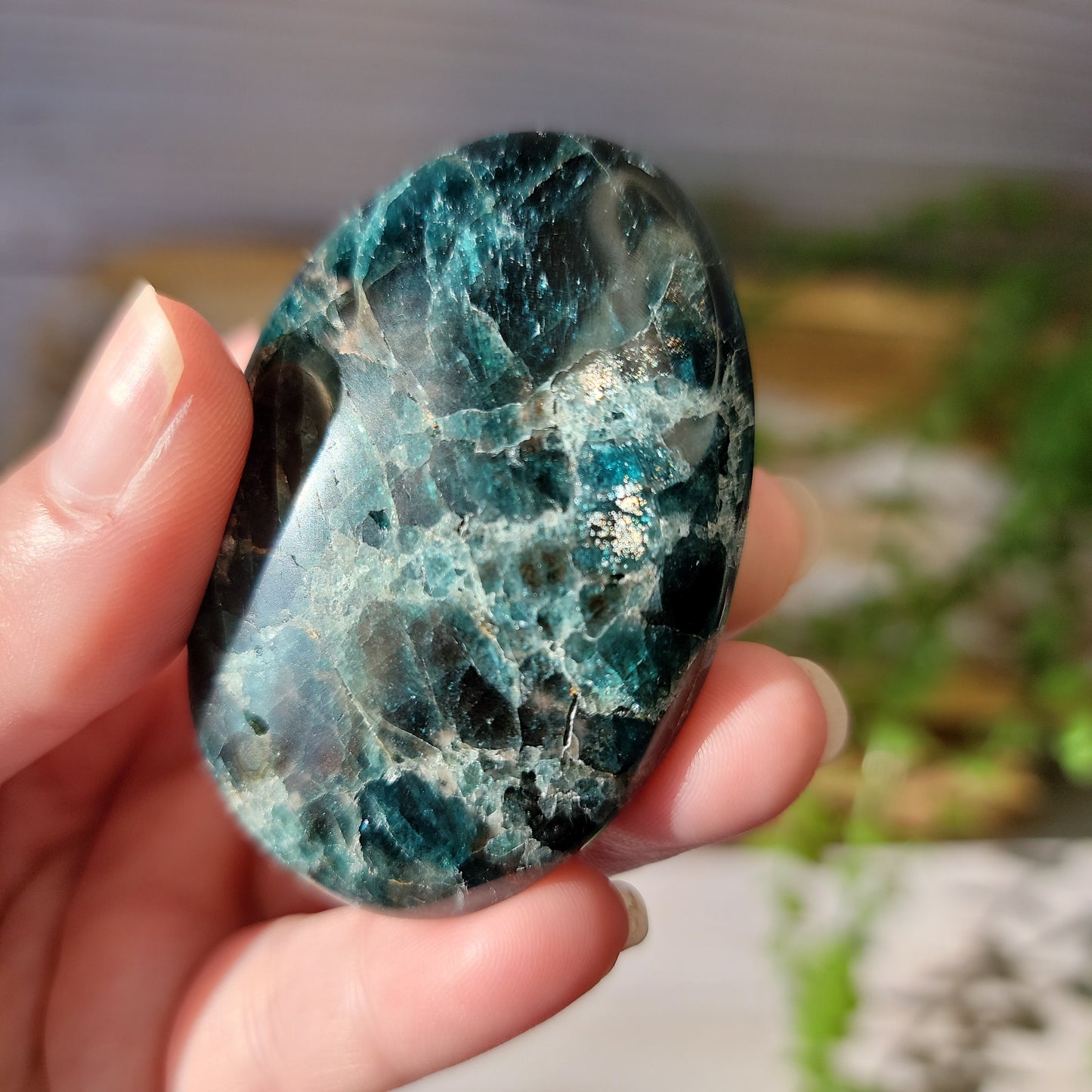 Blue Apatite Palm Stone