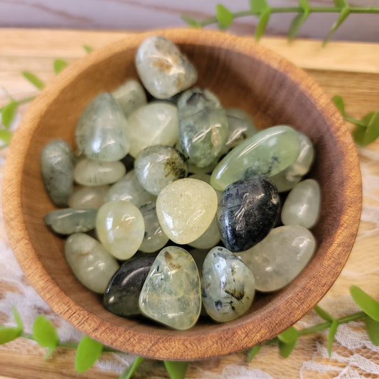 Prehnite with Epidote Tumbles