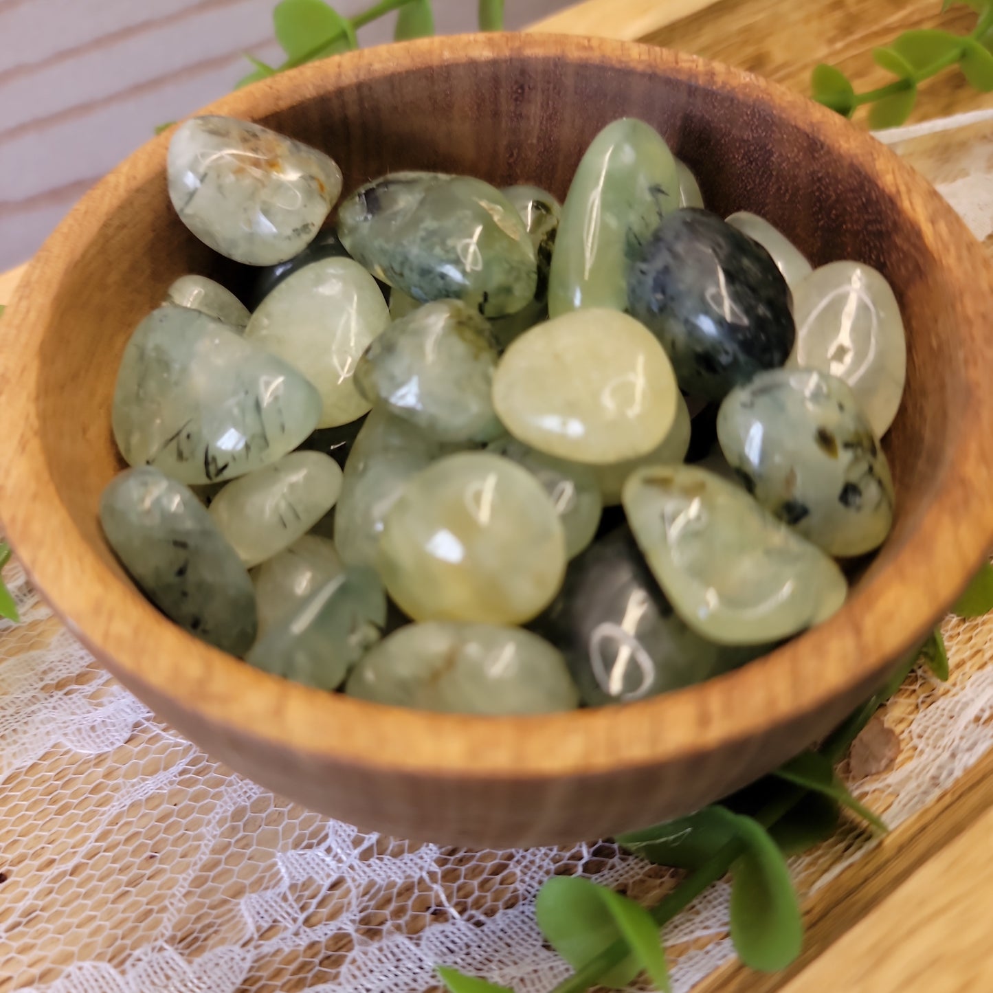 Prehnite with Epidote Tumbles