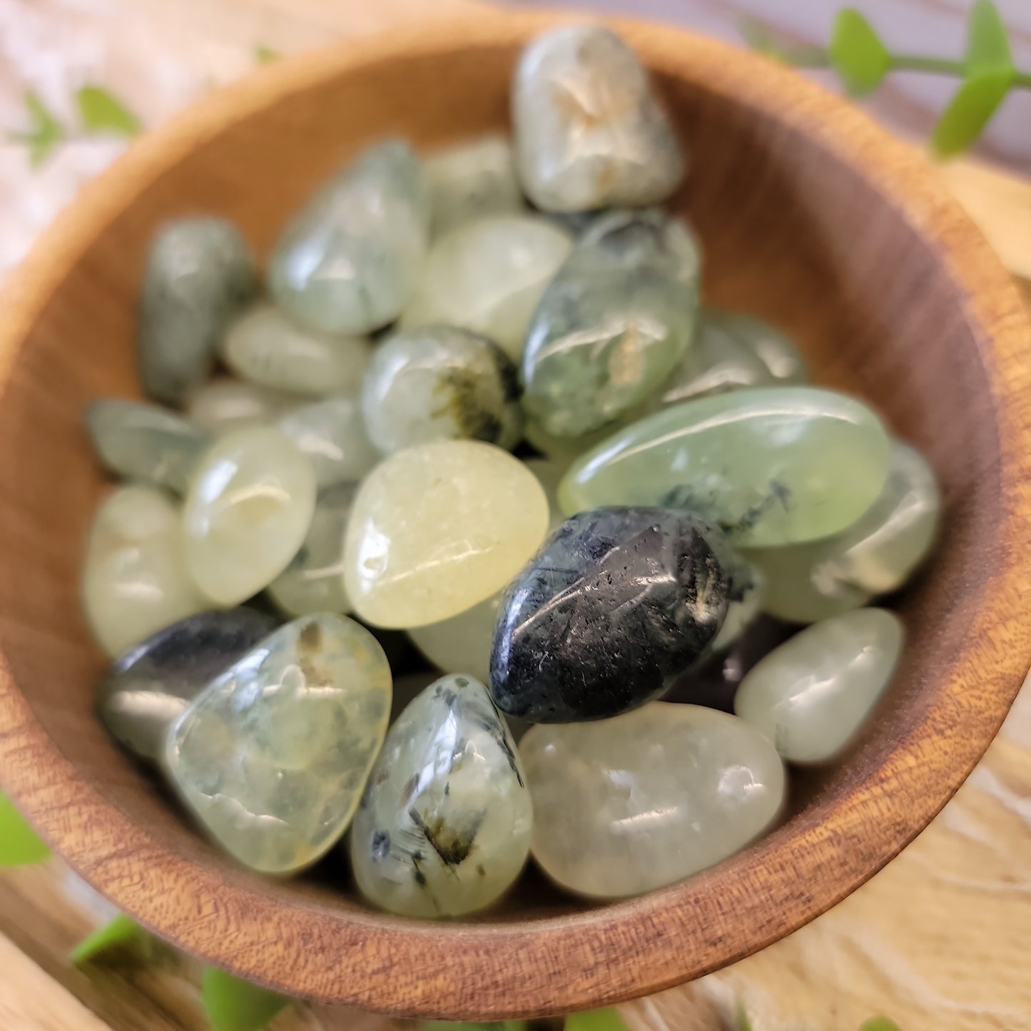 Prehnite with Epidote Tumbles