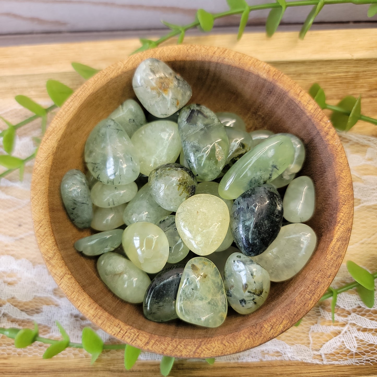 Prehnite with Epidote Tumbles