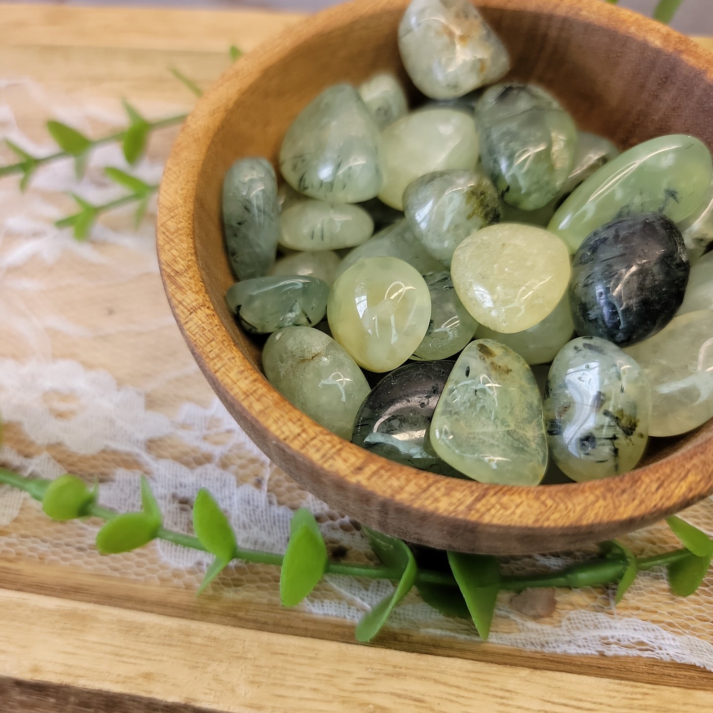 Prehnite with Epidote Tumbles