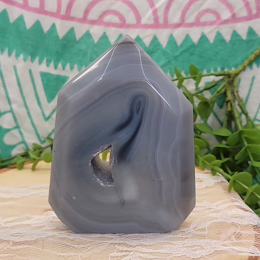 Banded Agate Free Form With Druzy