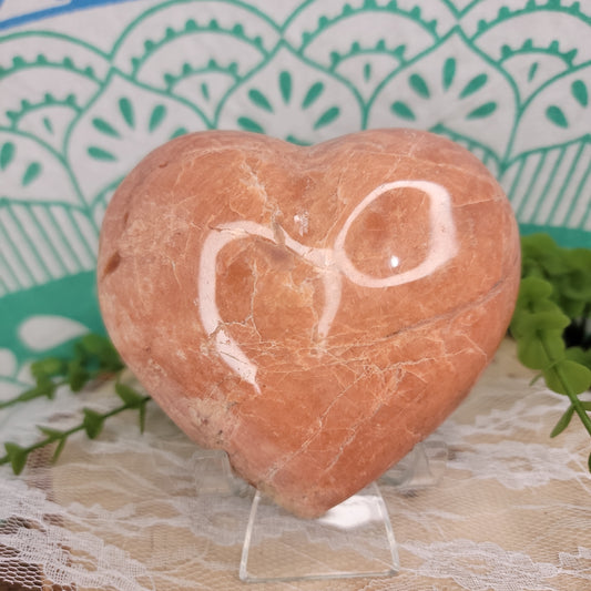Peach Moonstone Heart