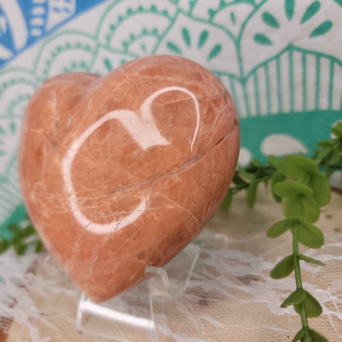 Peach Moonstone Heart