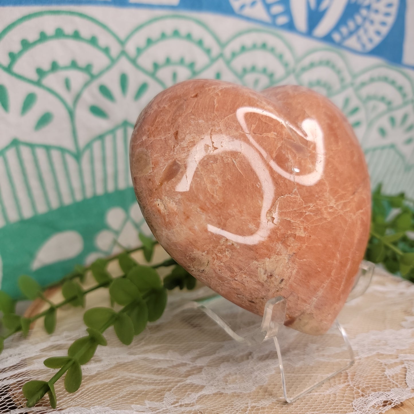 Peach Moonstone Heart