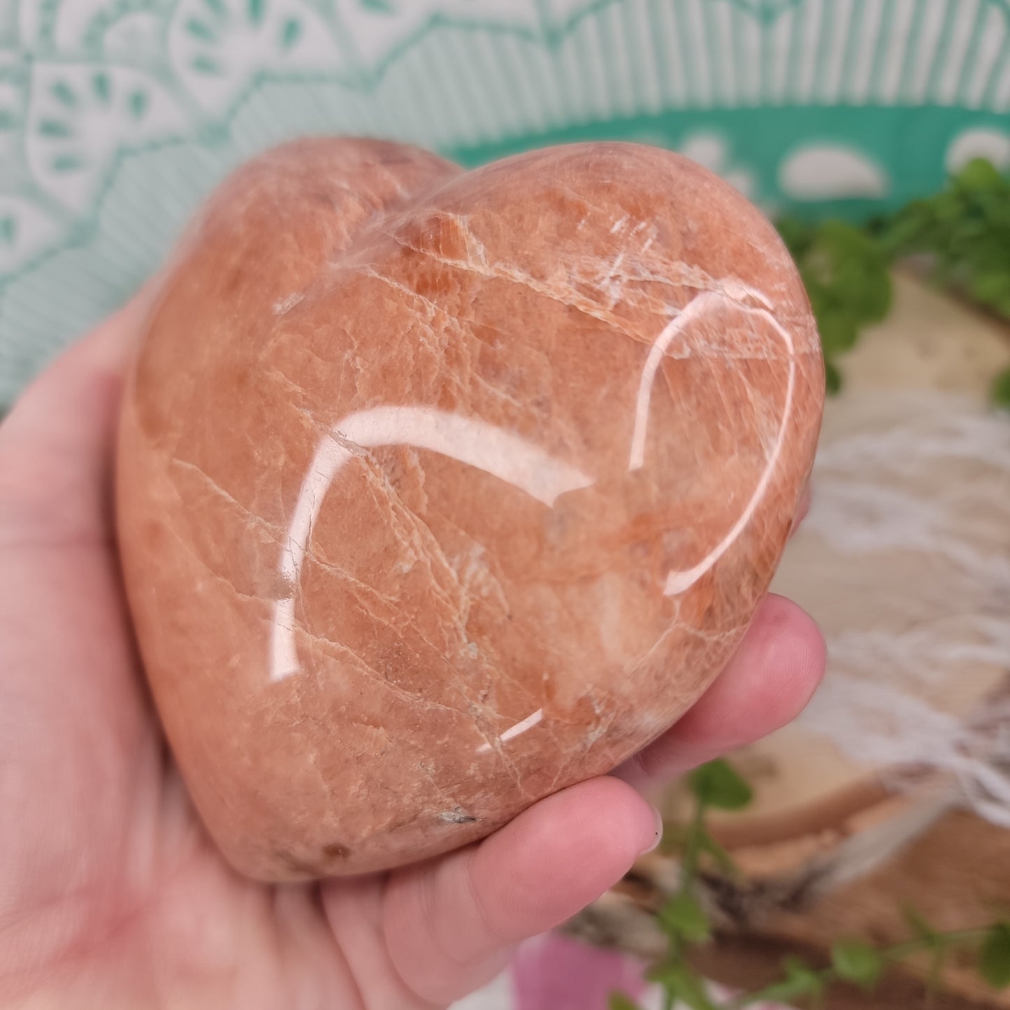 Peach Moonstone Heart