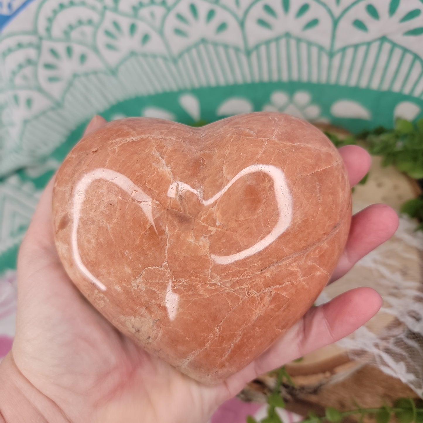 Peach Moonstone Heart