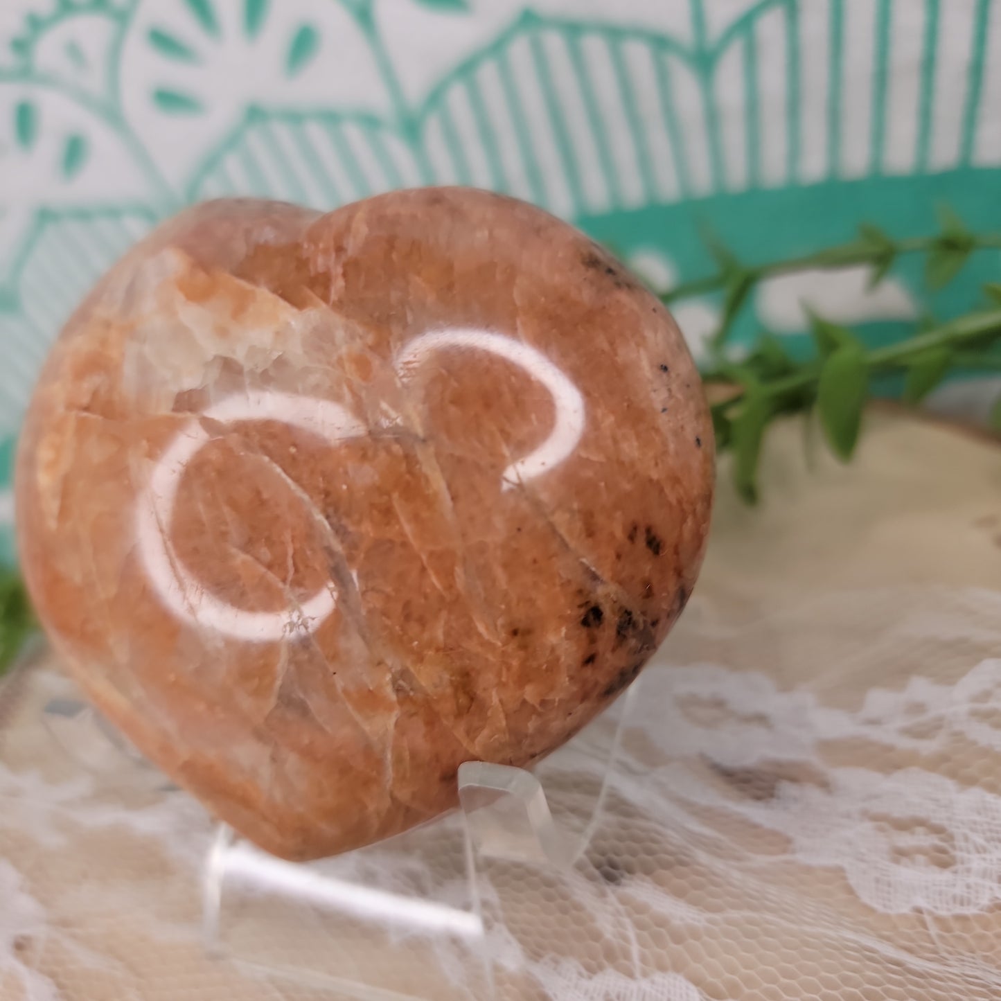 Peach Moonstone Heart