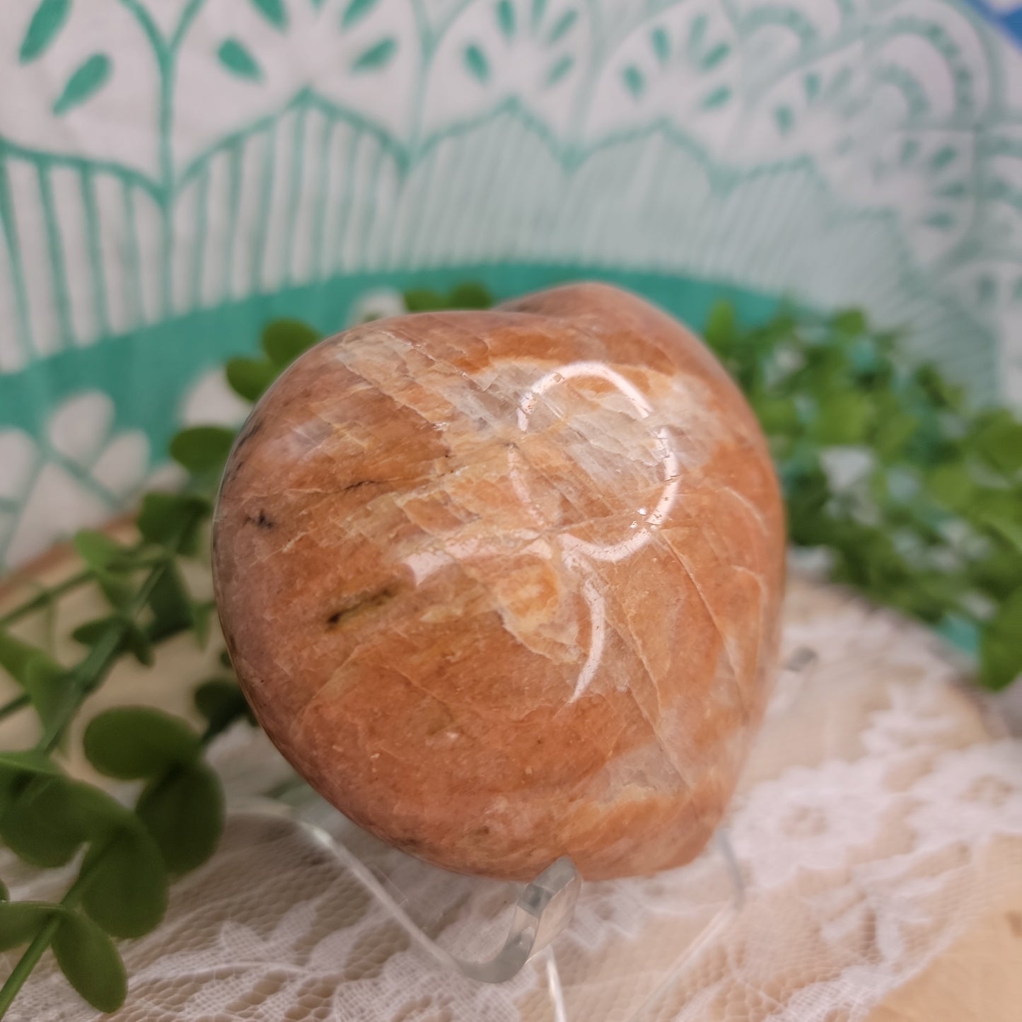 Peach Moonstone Heart