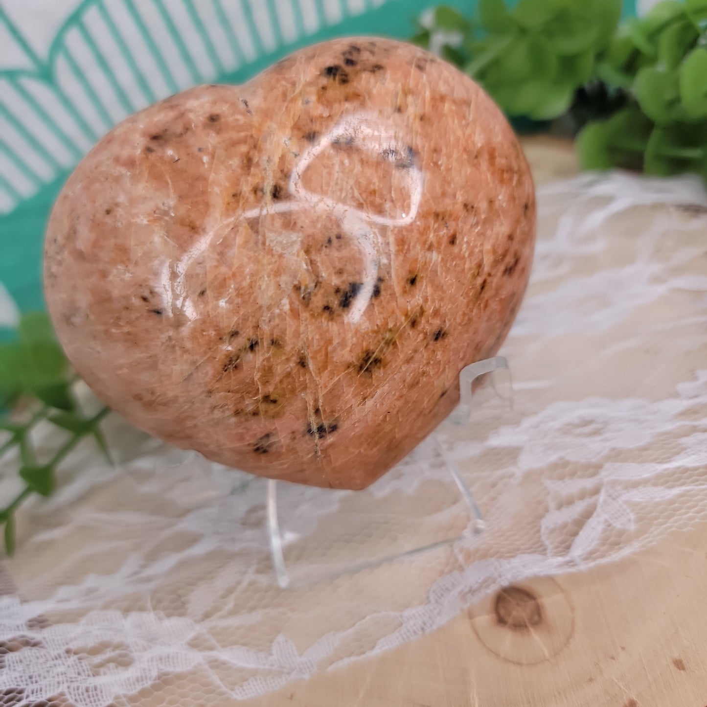 Peach Moonstone Heart