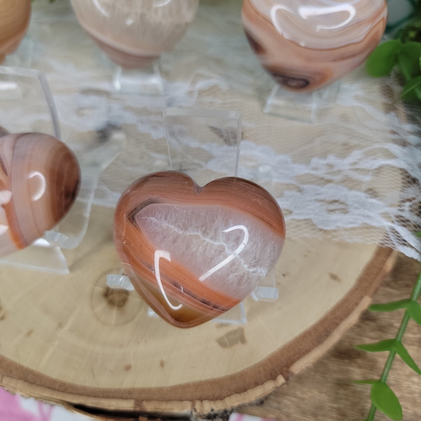 Banded Carnelian Hearts
