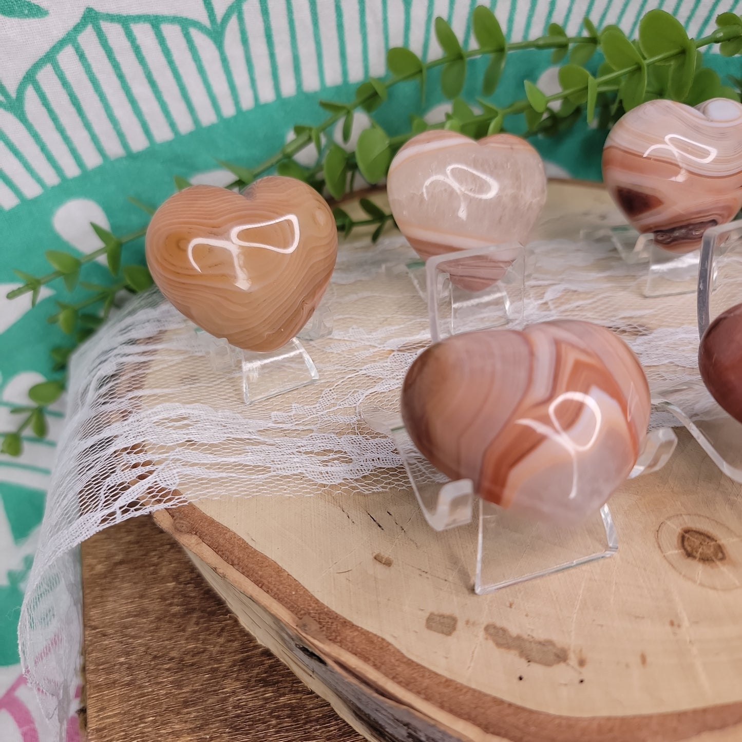 Banded Carnelian Hearts