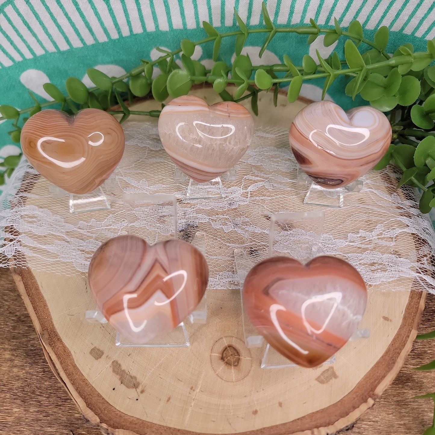 Banded Carnelian Hearts