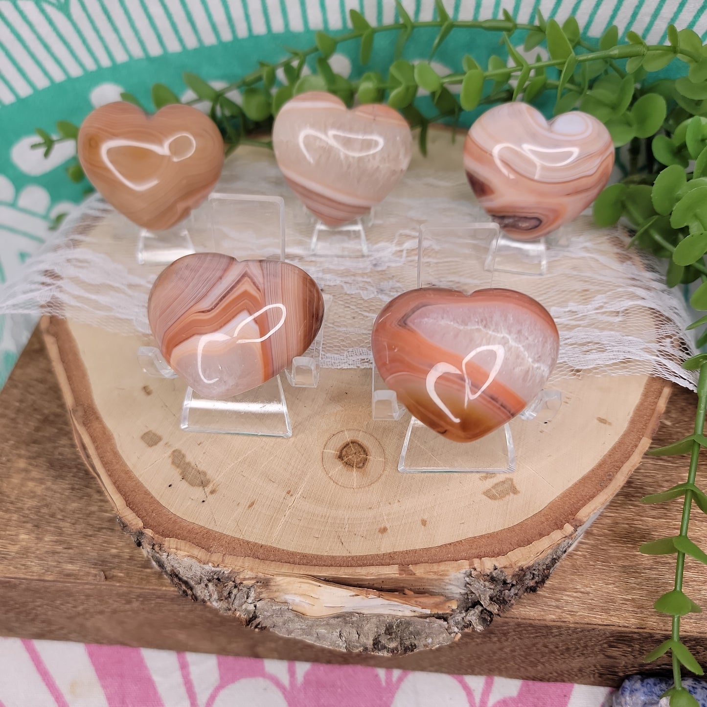 Banded Carnelian Hearts