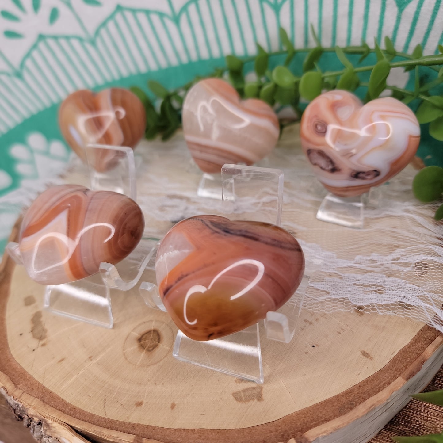 Banded Carnelian Hearts