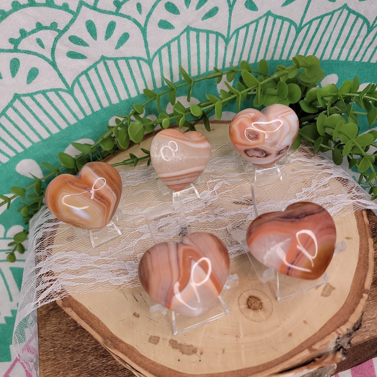 Banded Carnelian Hearts