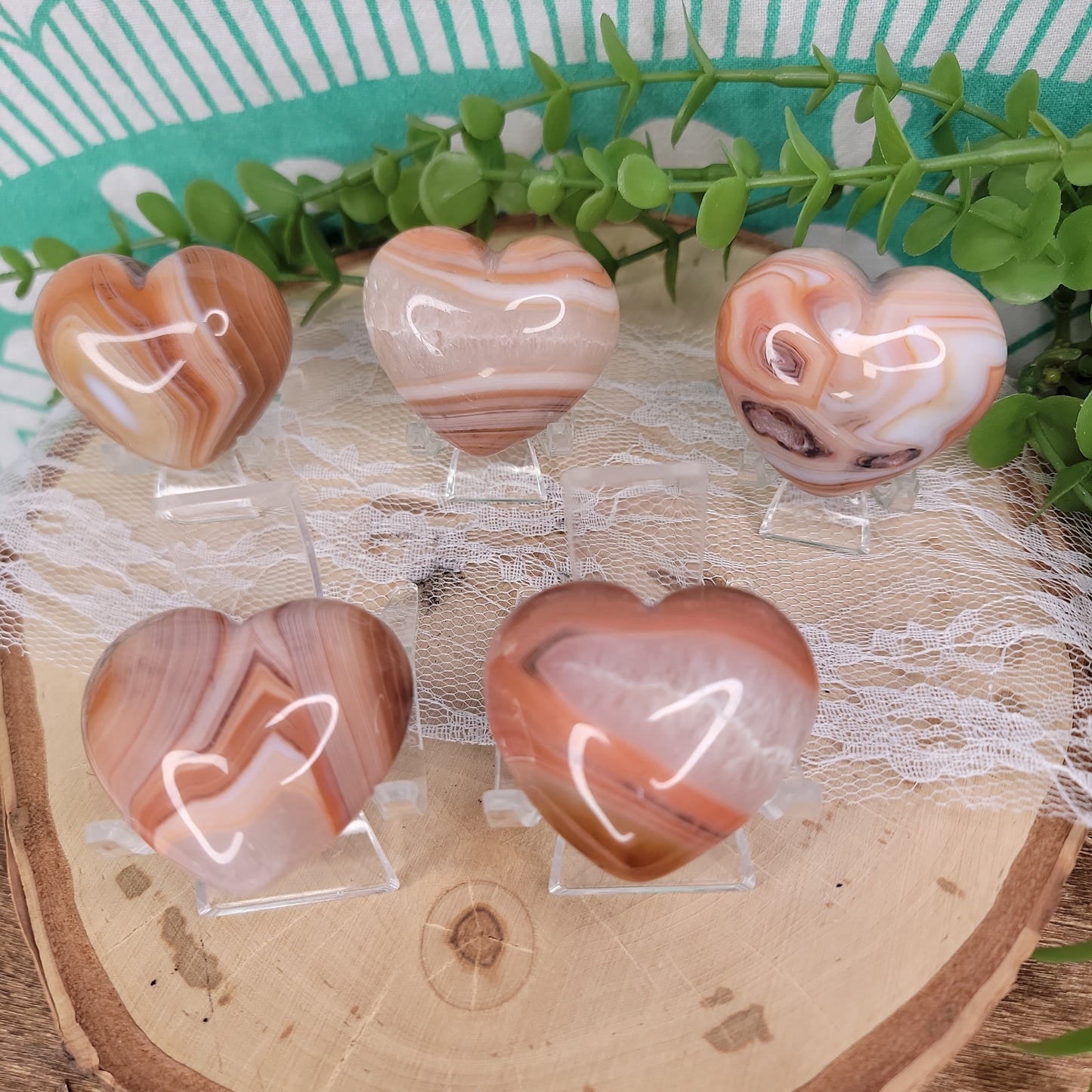 Banded Carnelian Hearts
