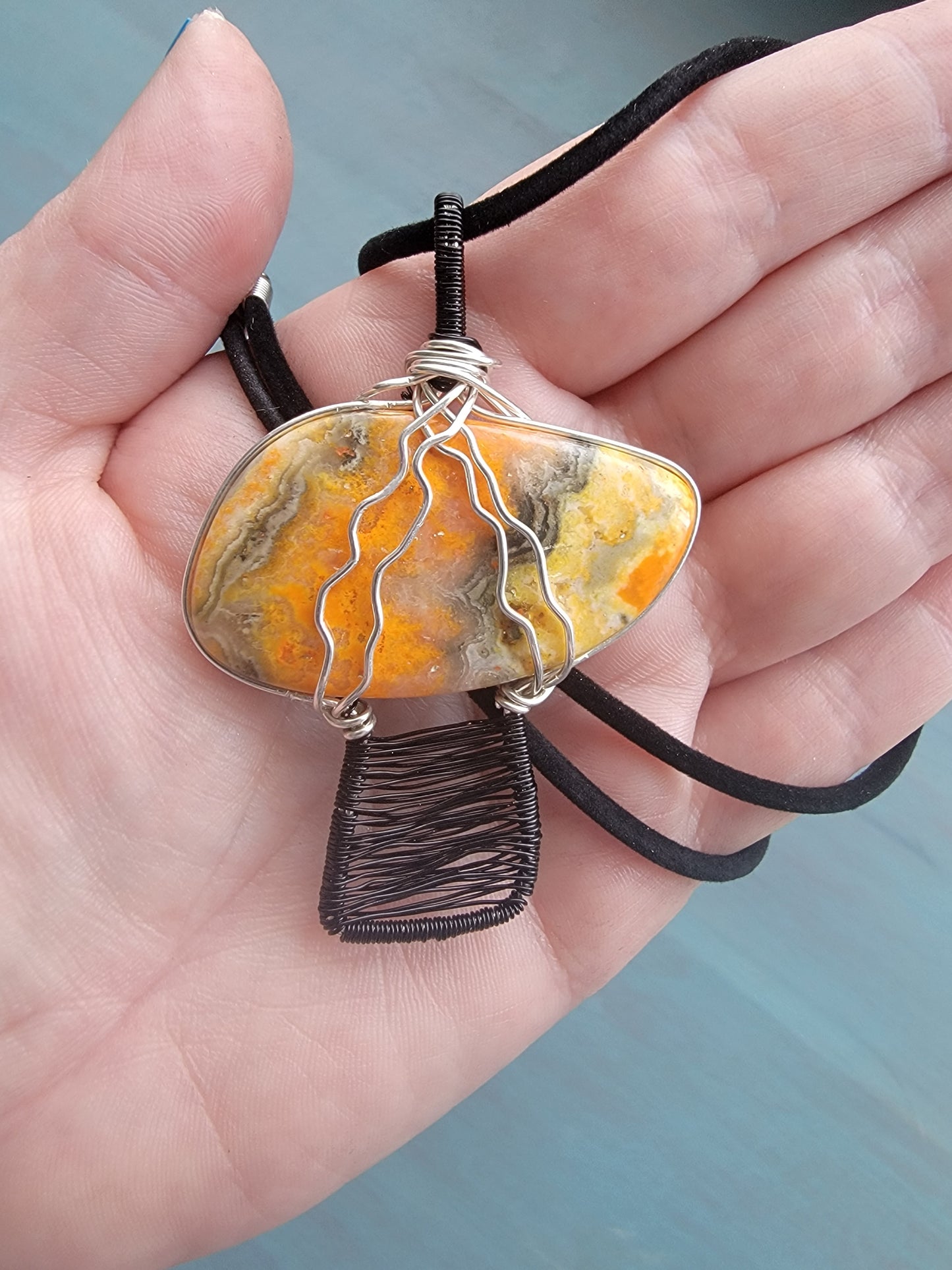 Bumble Bee Jasper Mushroom Pendents
