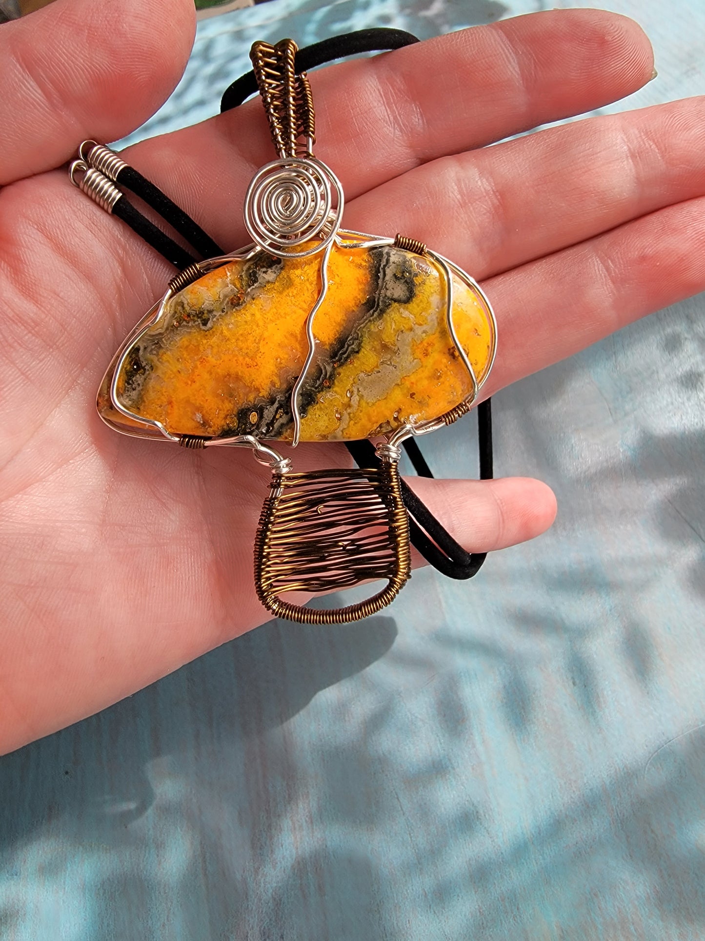 Bumble Bee Jasper Mushroom Pendents