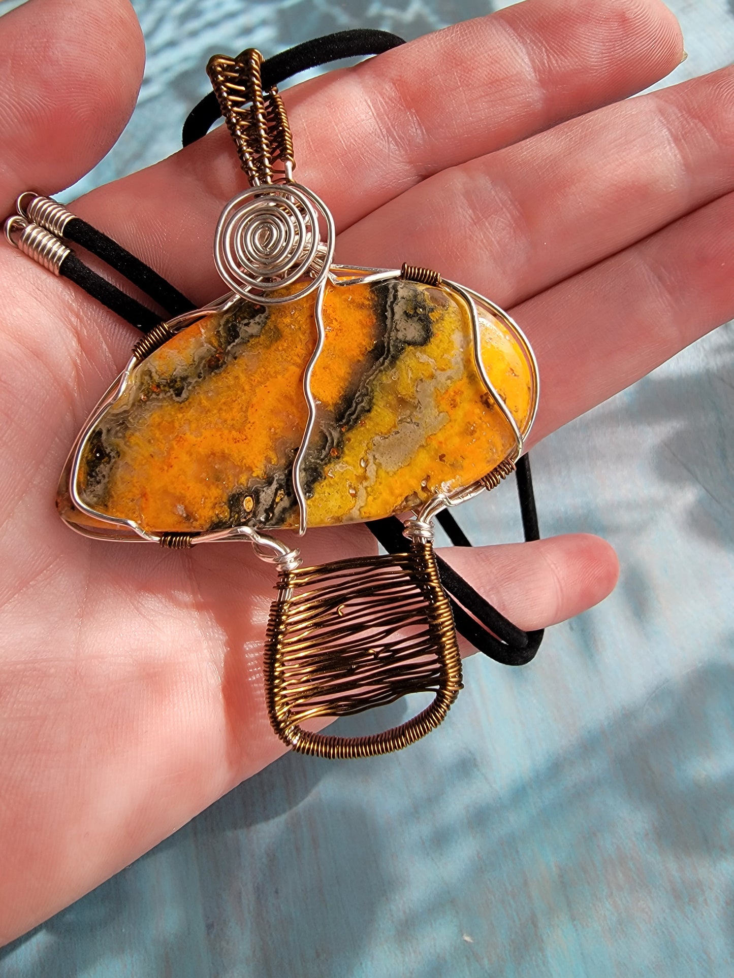 Bumble Bee Jasper Mushroom Pendents