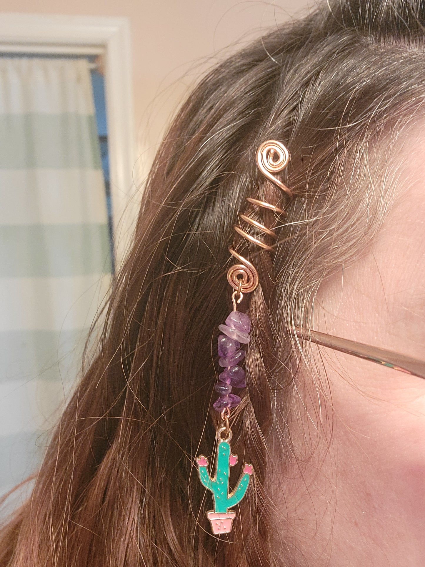 Beaded Amethyst Hair twist