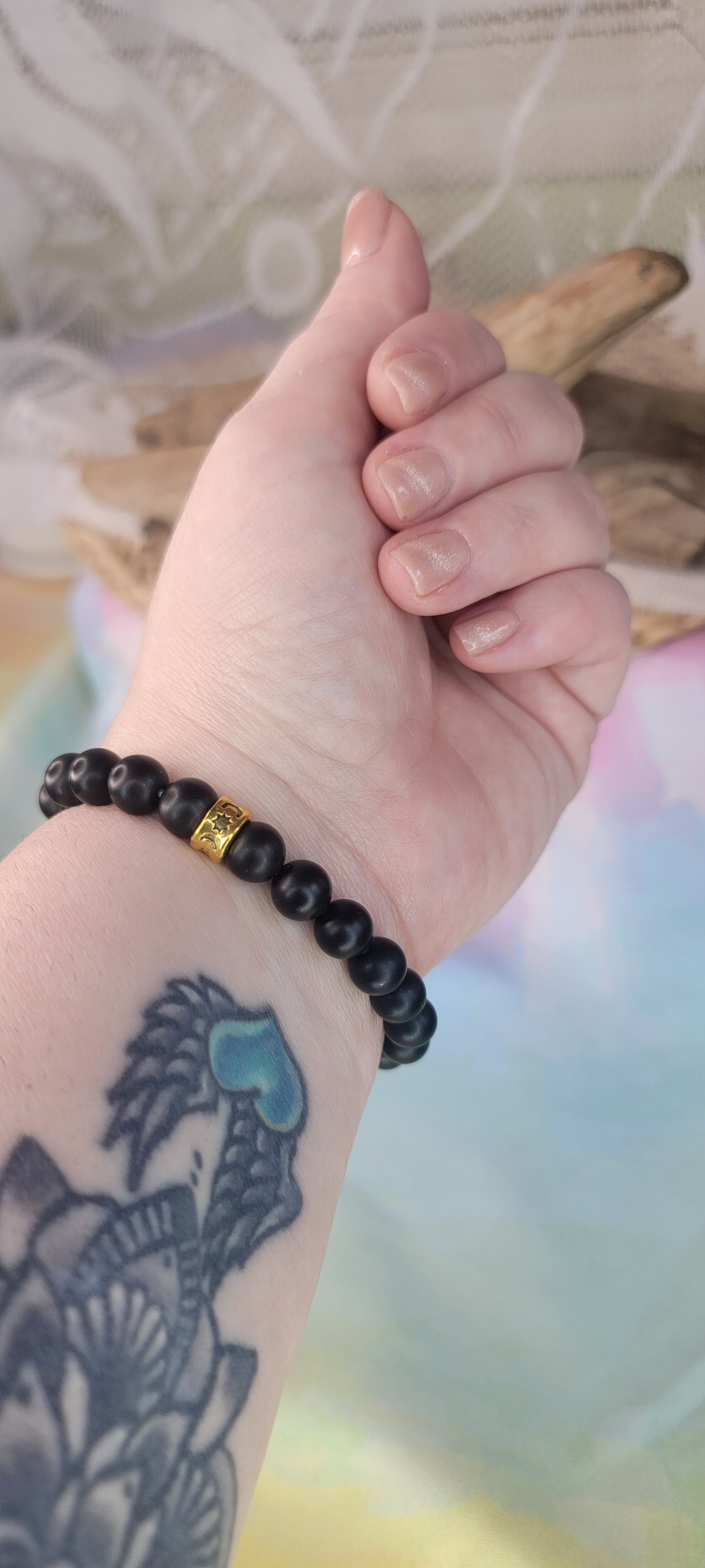 Beaded Black Onyx Stretch Bracelet