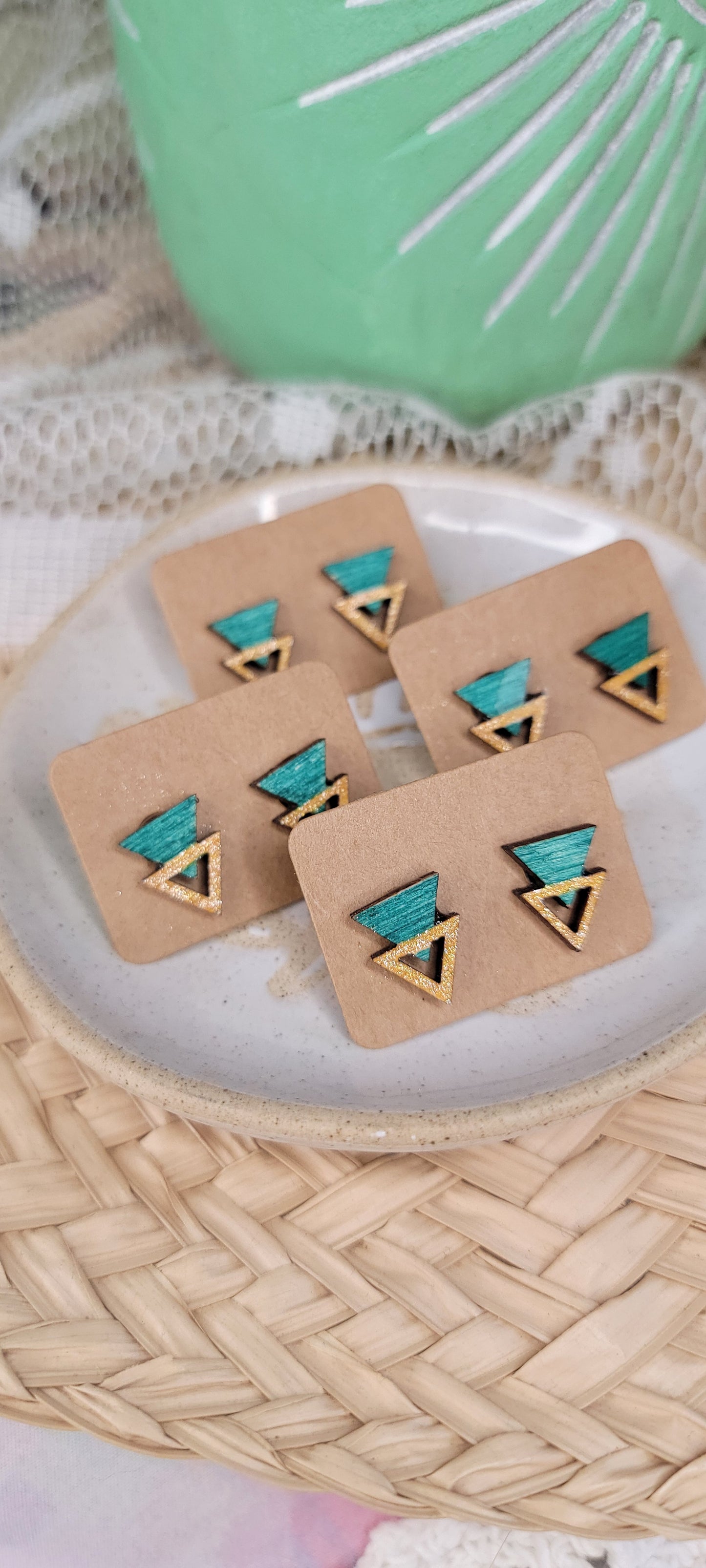 Hand Painted Geometric Wood Studs