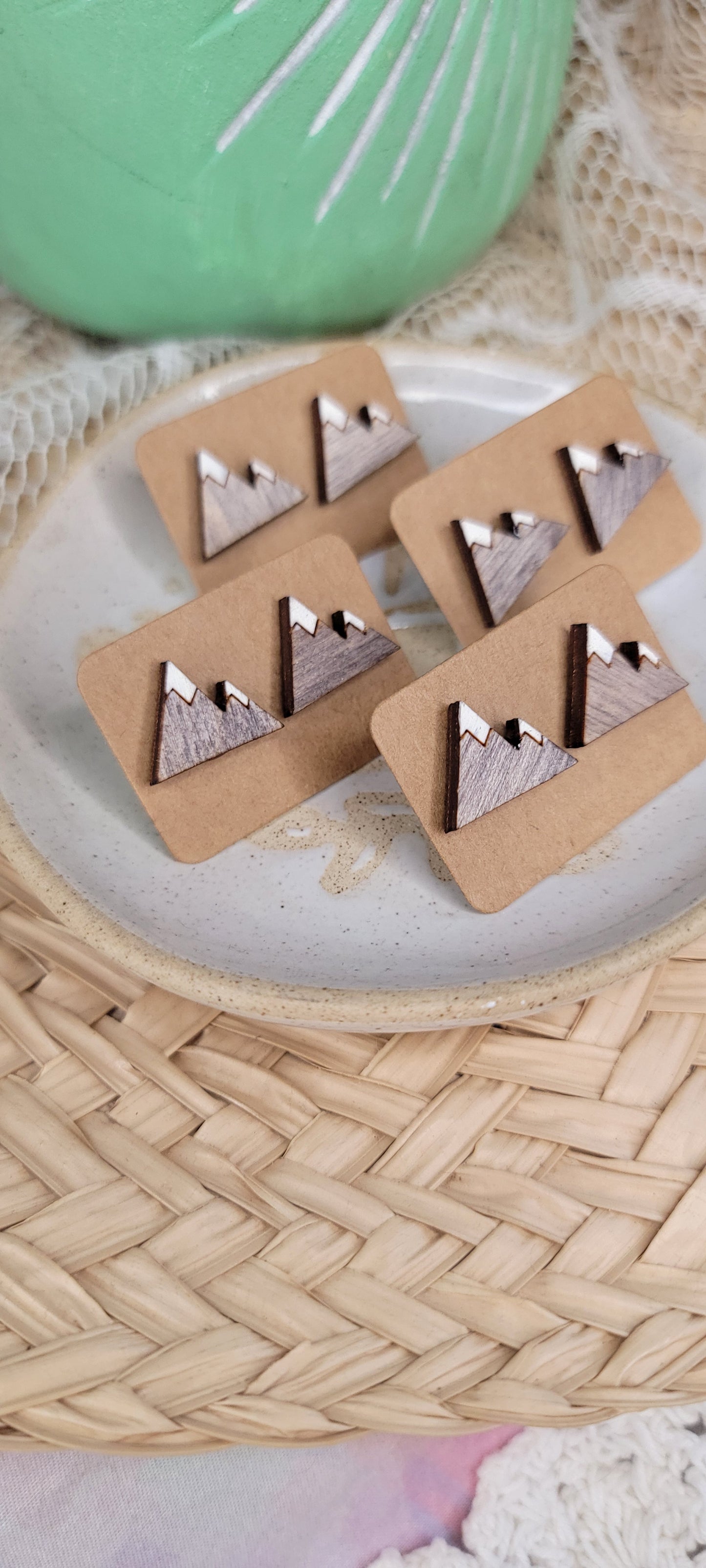 Hand Painted Mountain Wood Studs