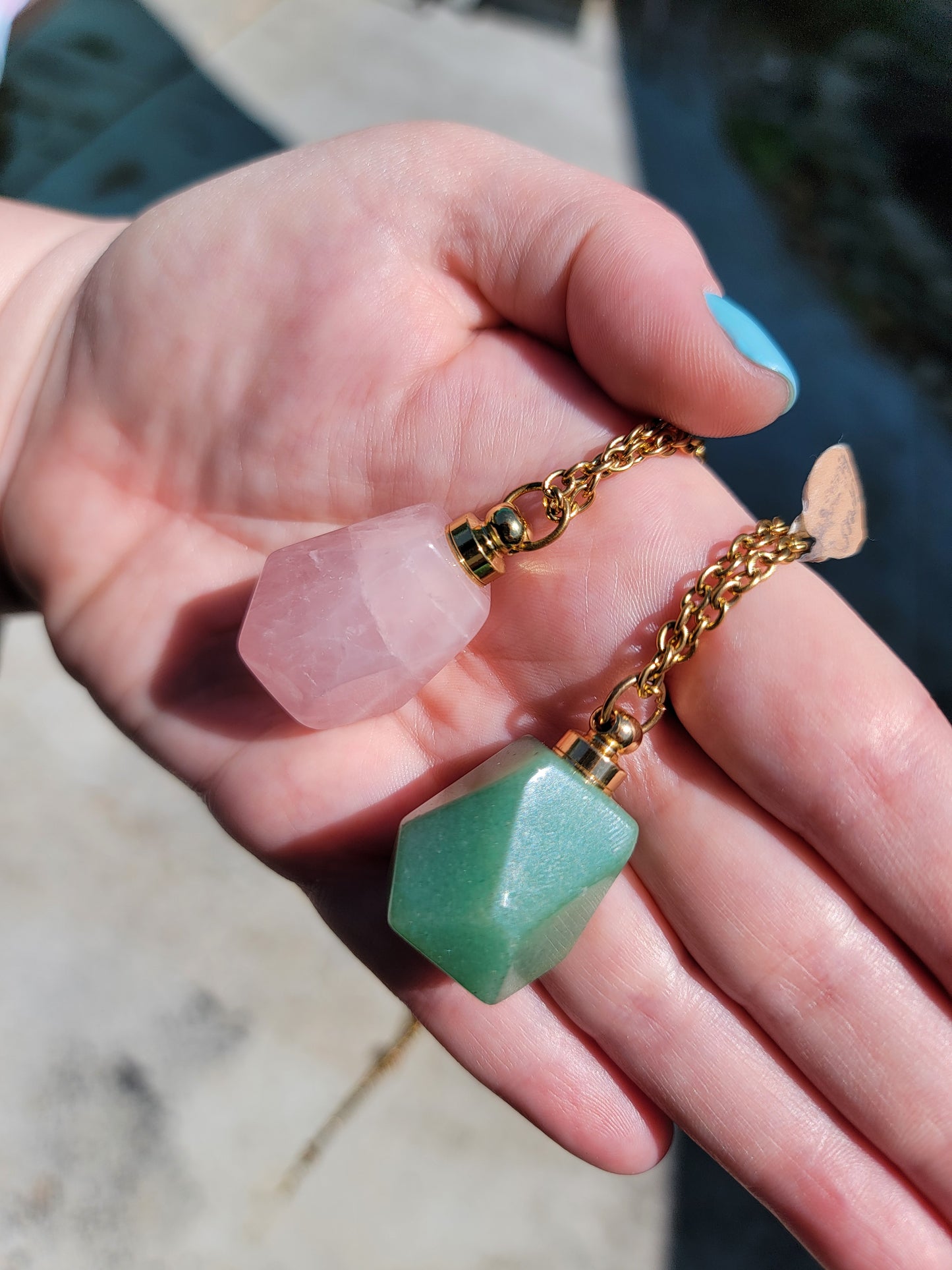 Gemstone Oily Bottle Pendants