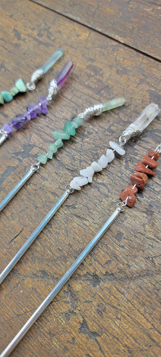 Wire Wrapped Hair Sticks