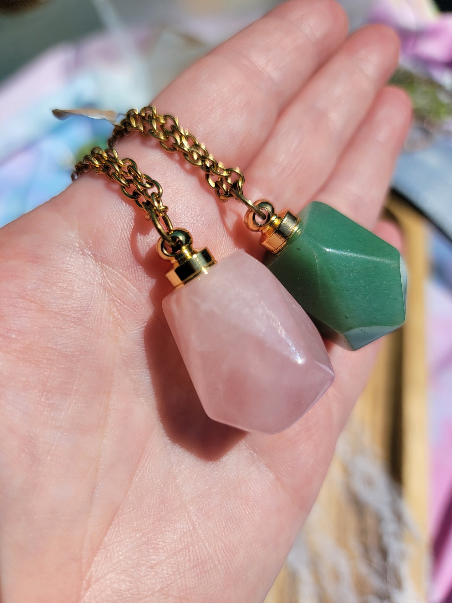 Gemstone Oily Bottle Pendants