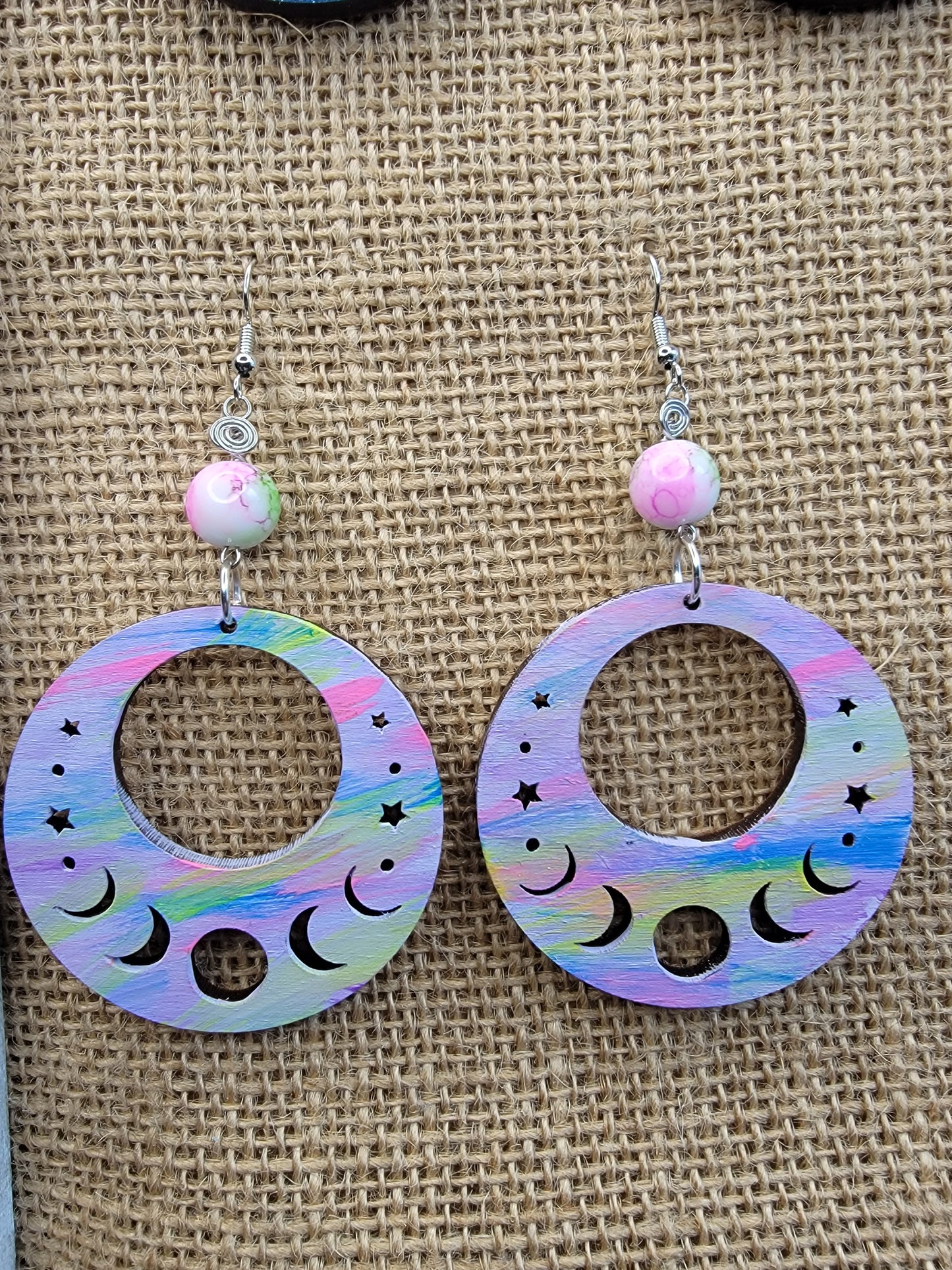 Tye Dye Moon Phase Dangles Bayside Treasures