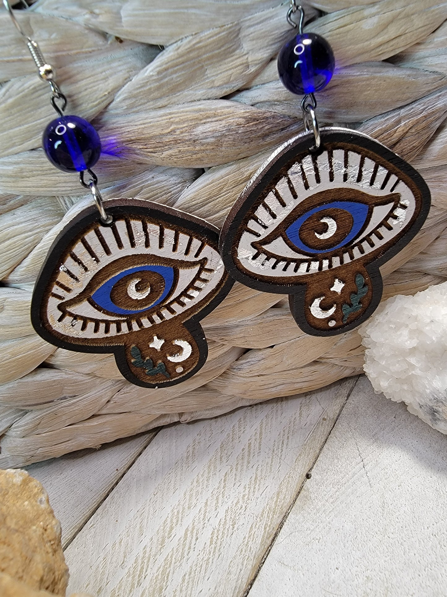 Mystical Evil Eye Mushroom Dangles Bayside Treasures