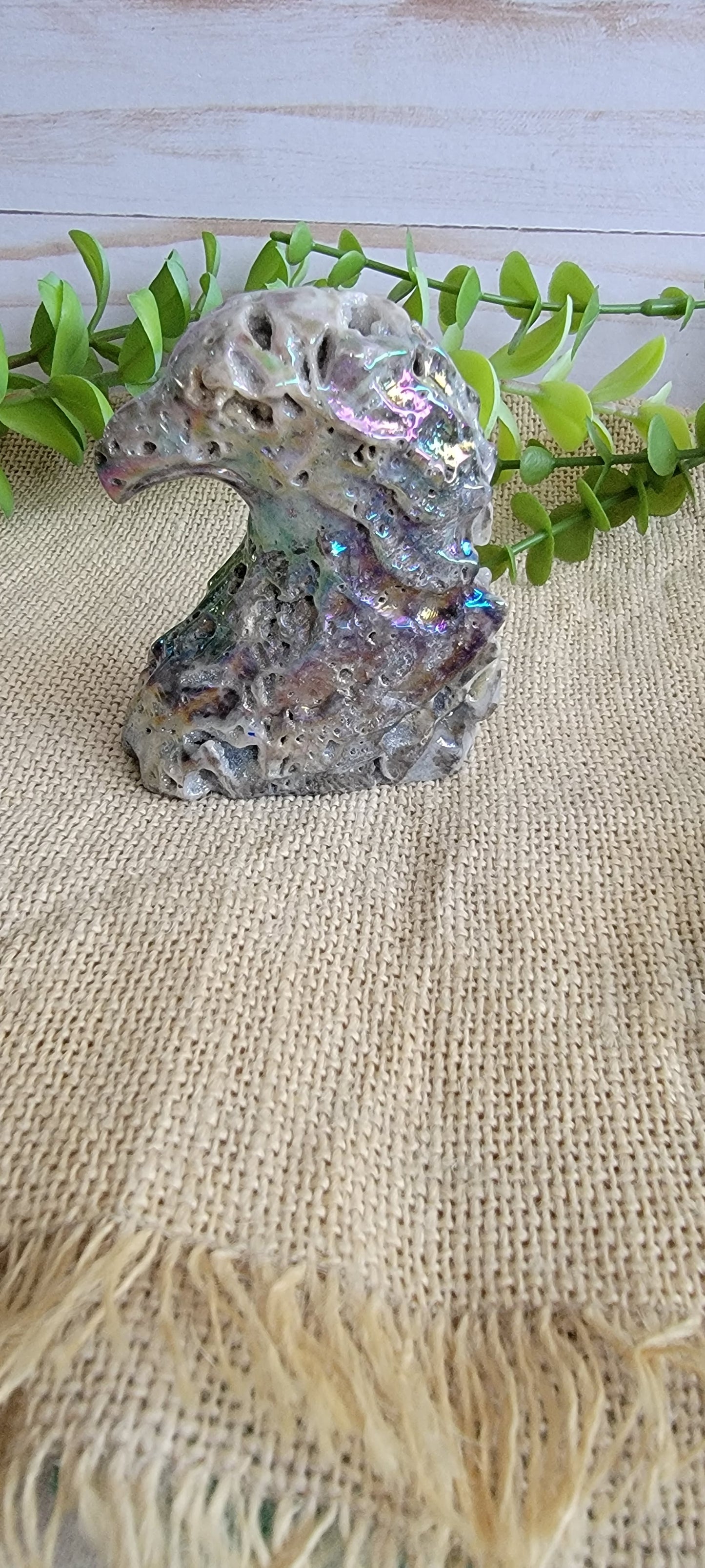 Aura Coated Quartz eagle carving Bayside Treasures