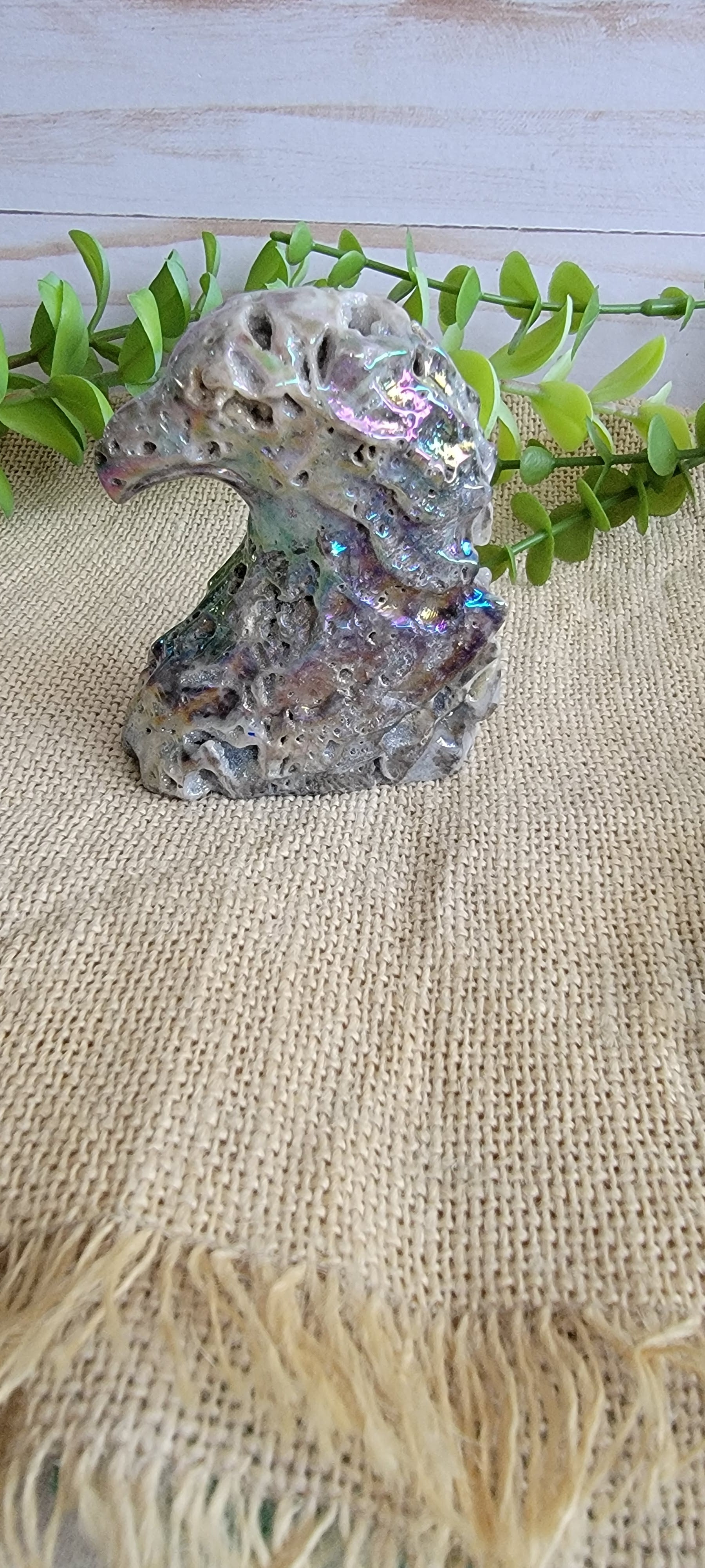 Aura Coated Quartz eagle carving Bayside Treasures