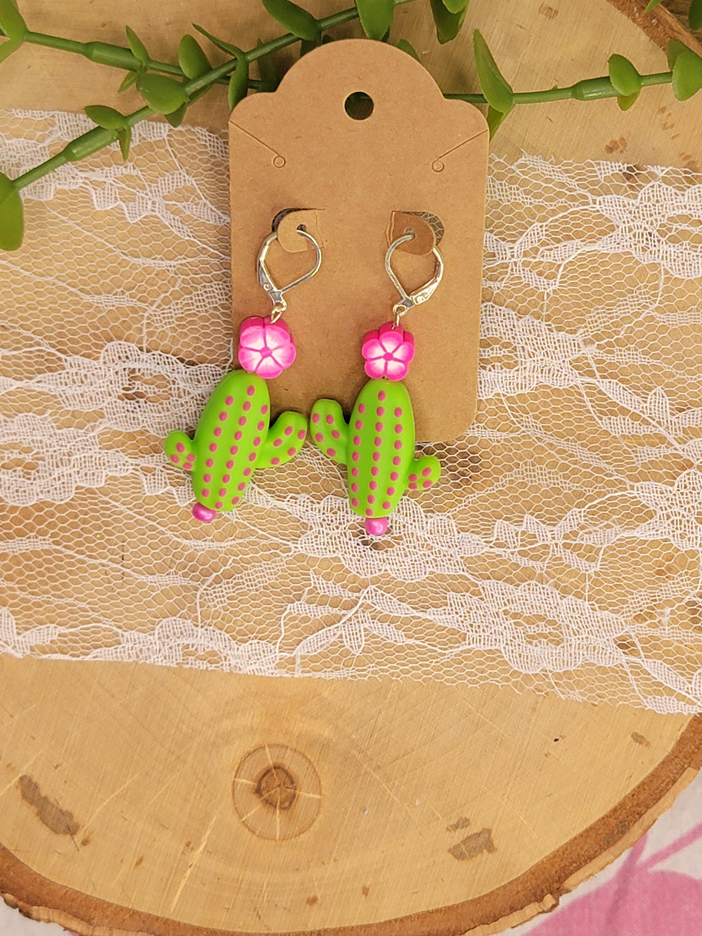 Pink Cactus Dangles