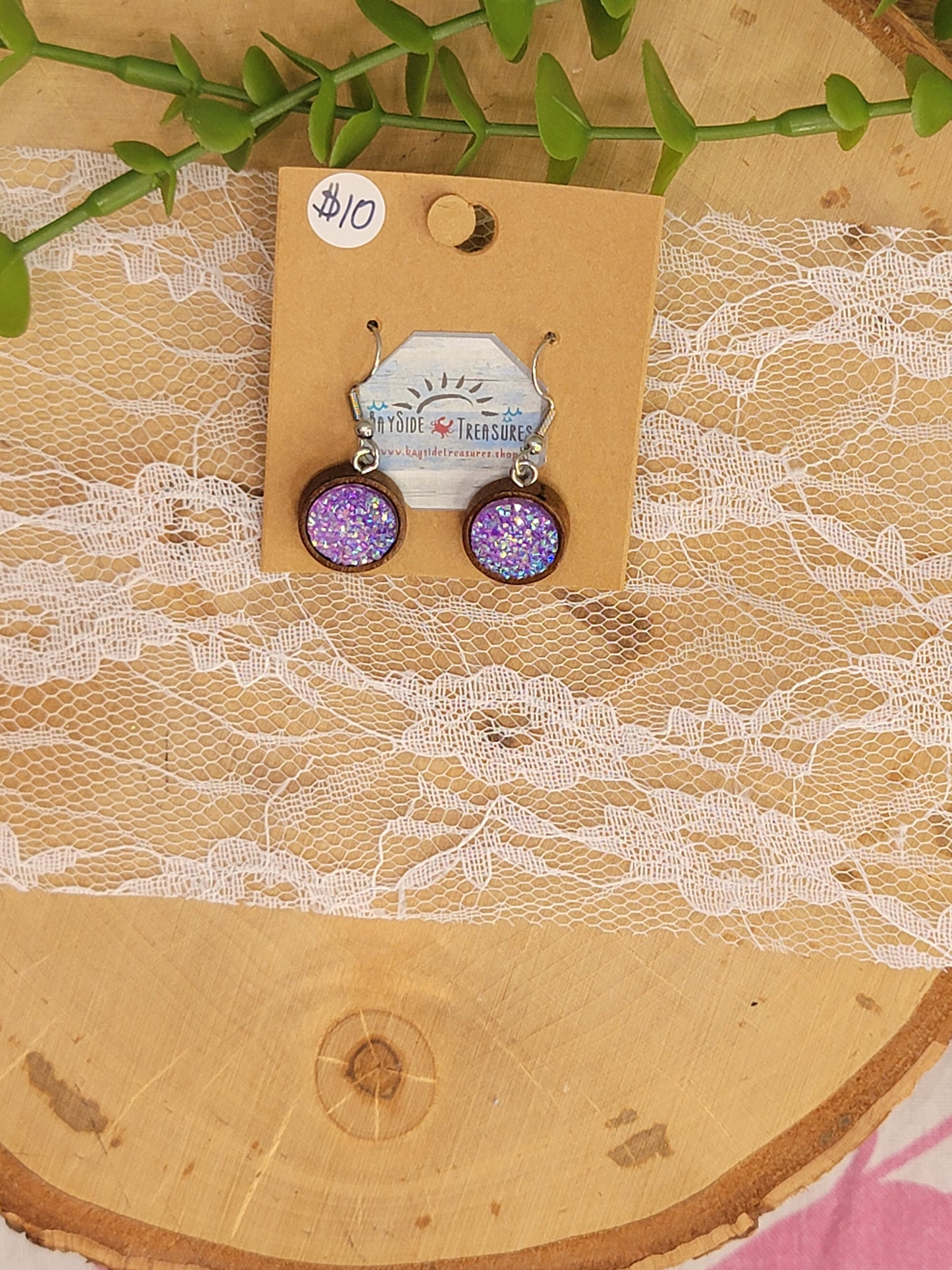 Purple Faux Druzy Dangles