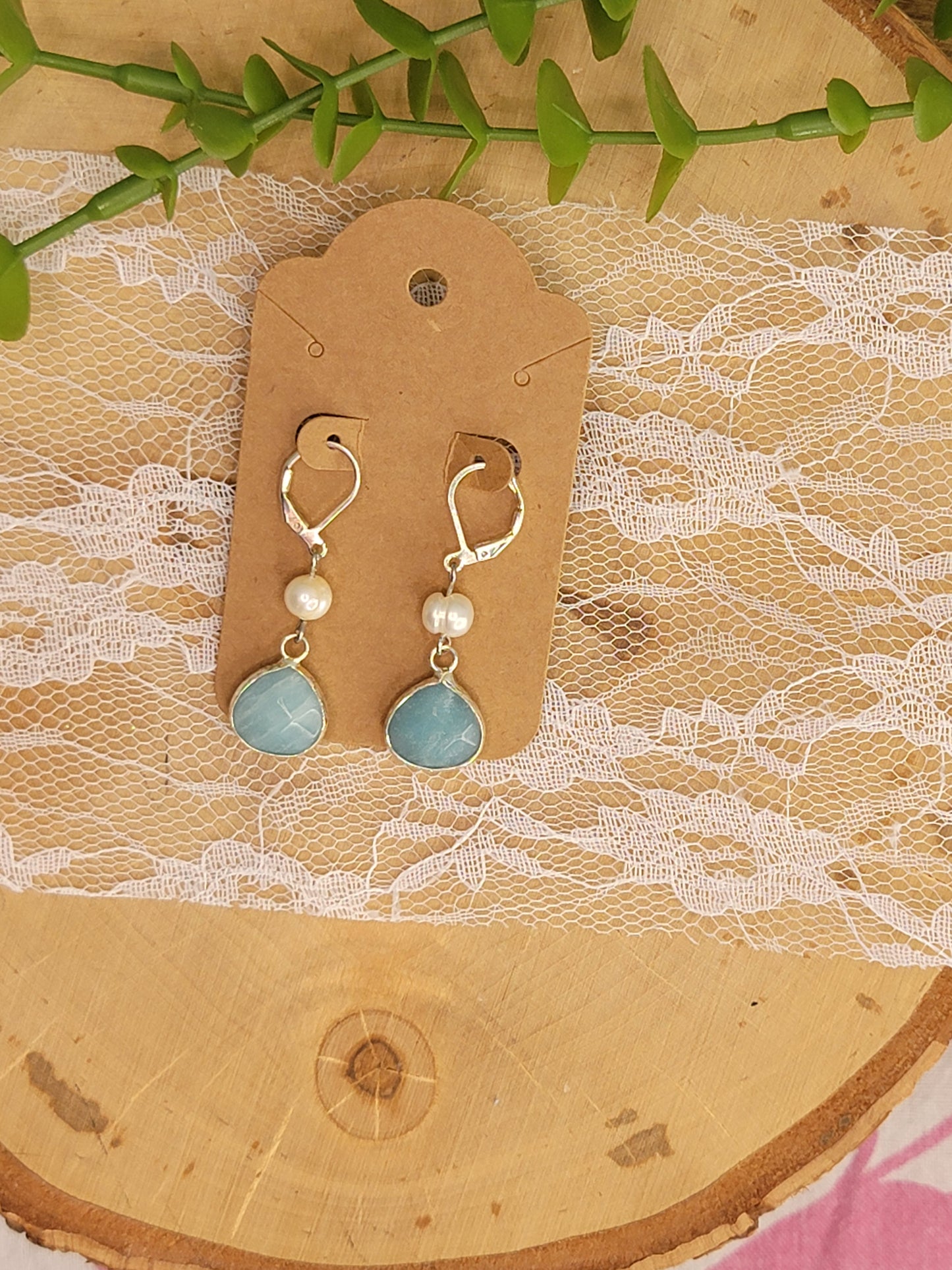 Aquamarine, Pearl Dangles