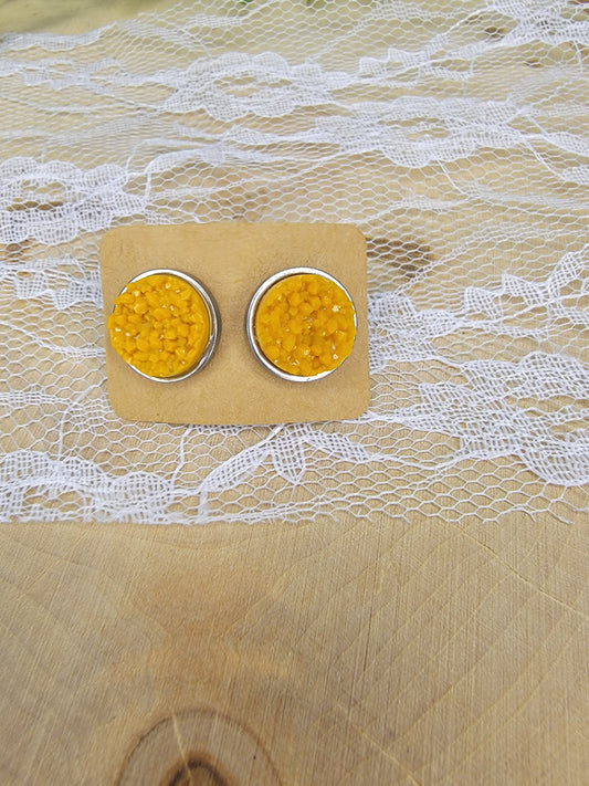 Orange Faux Druzy Studs