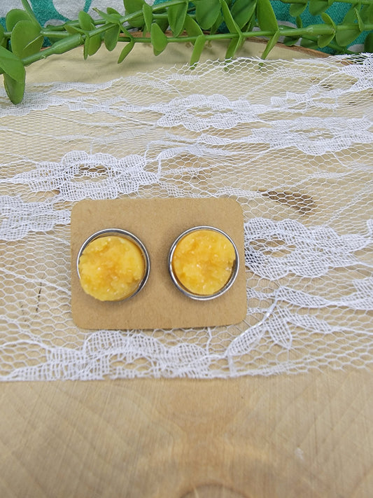 Light Orange Faux Druzy Studs