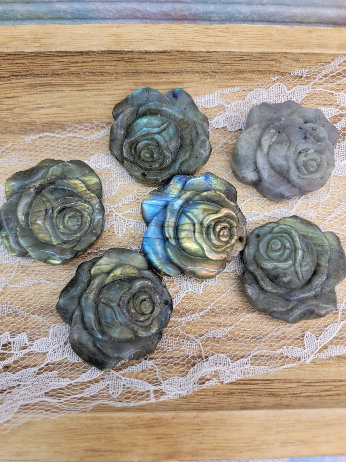 Labradorite Flower Carving