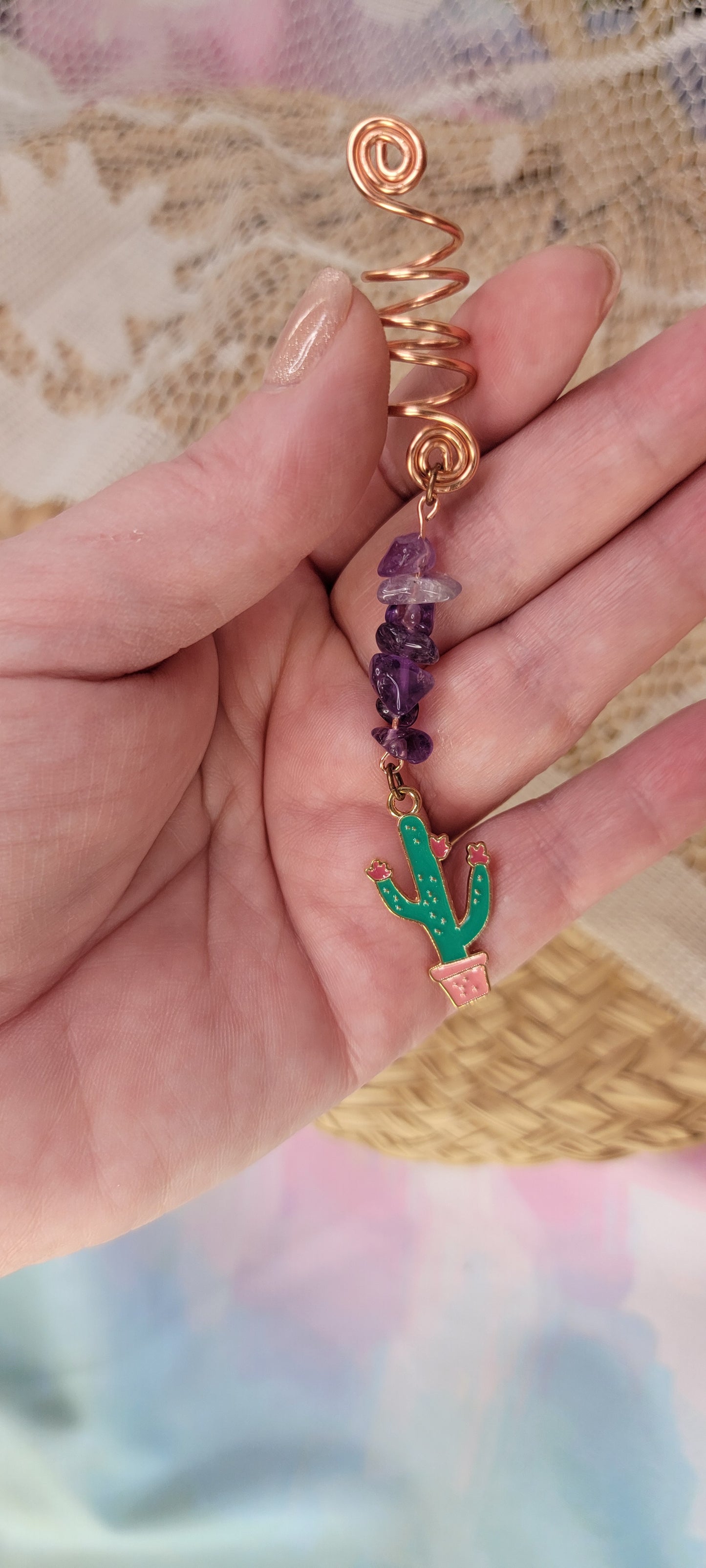 Beaded Amethyst Hair twist