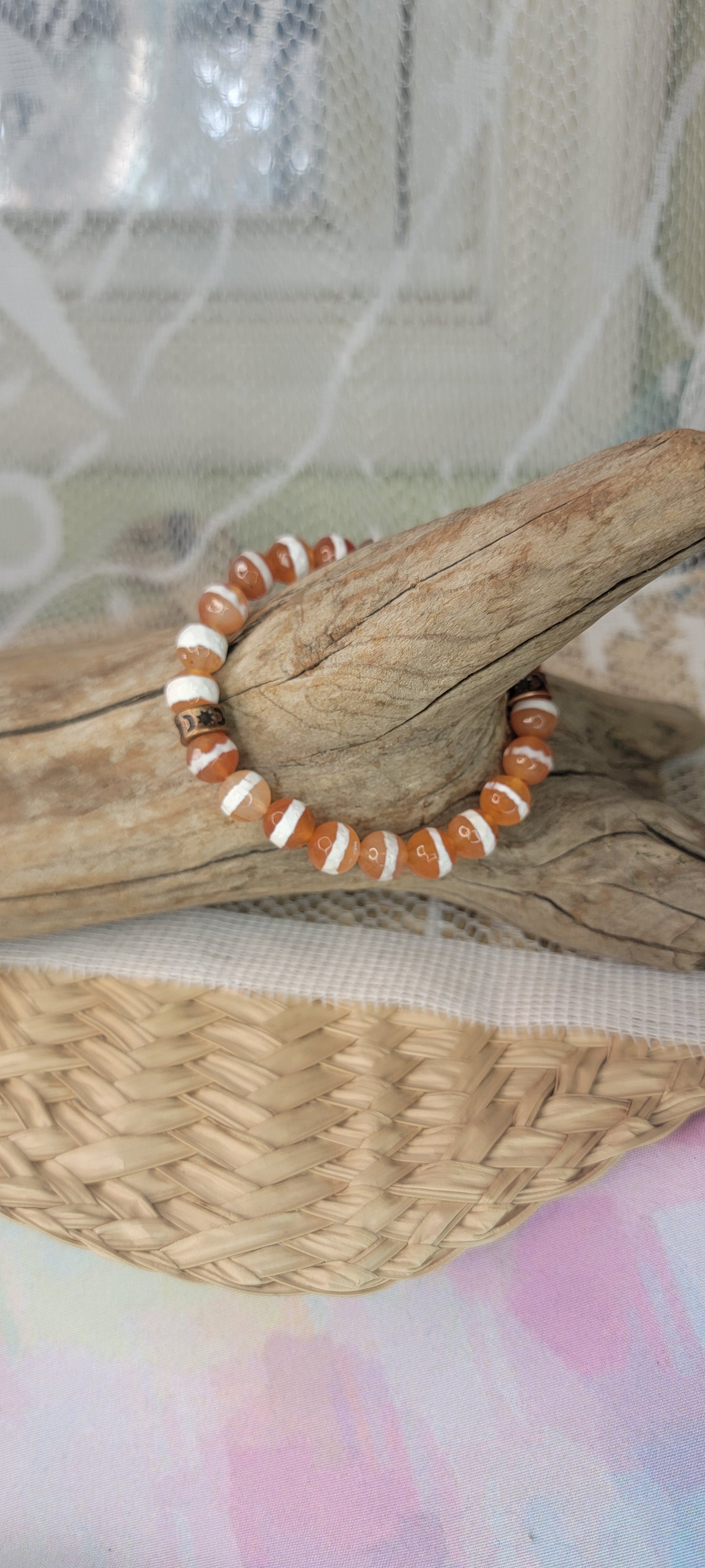 Beaded Fire Agate Stretch Bracelet