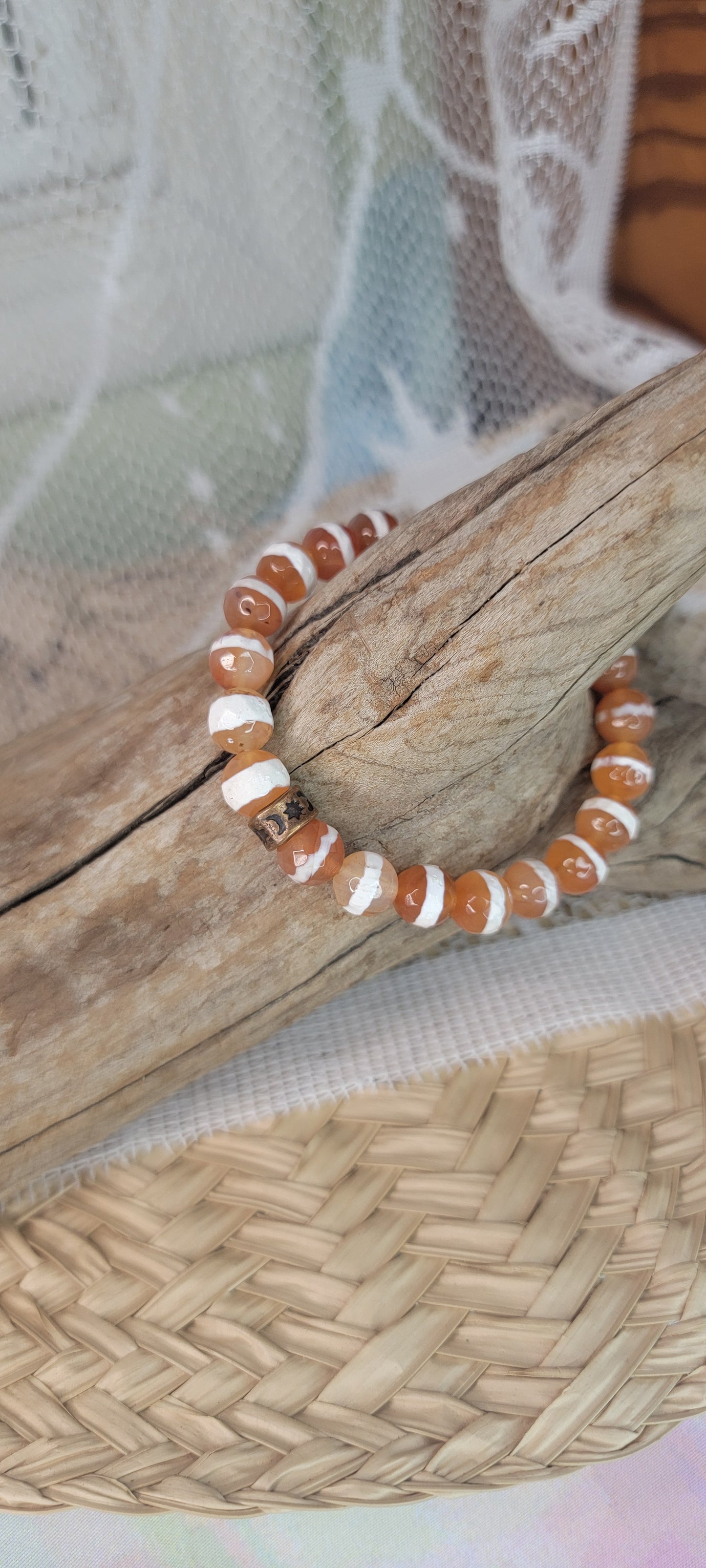 Beaded Fire Agate Stretch Bracelet