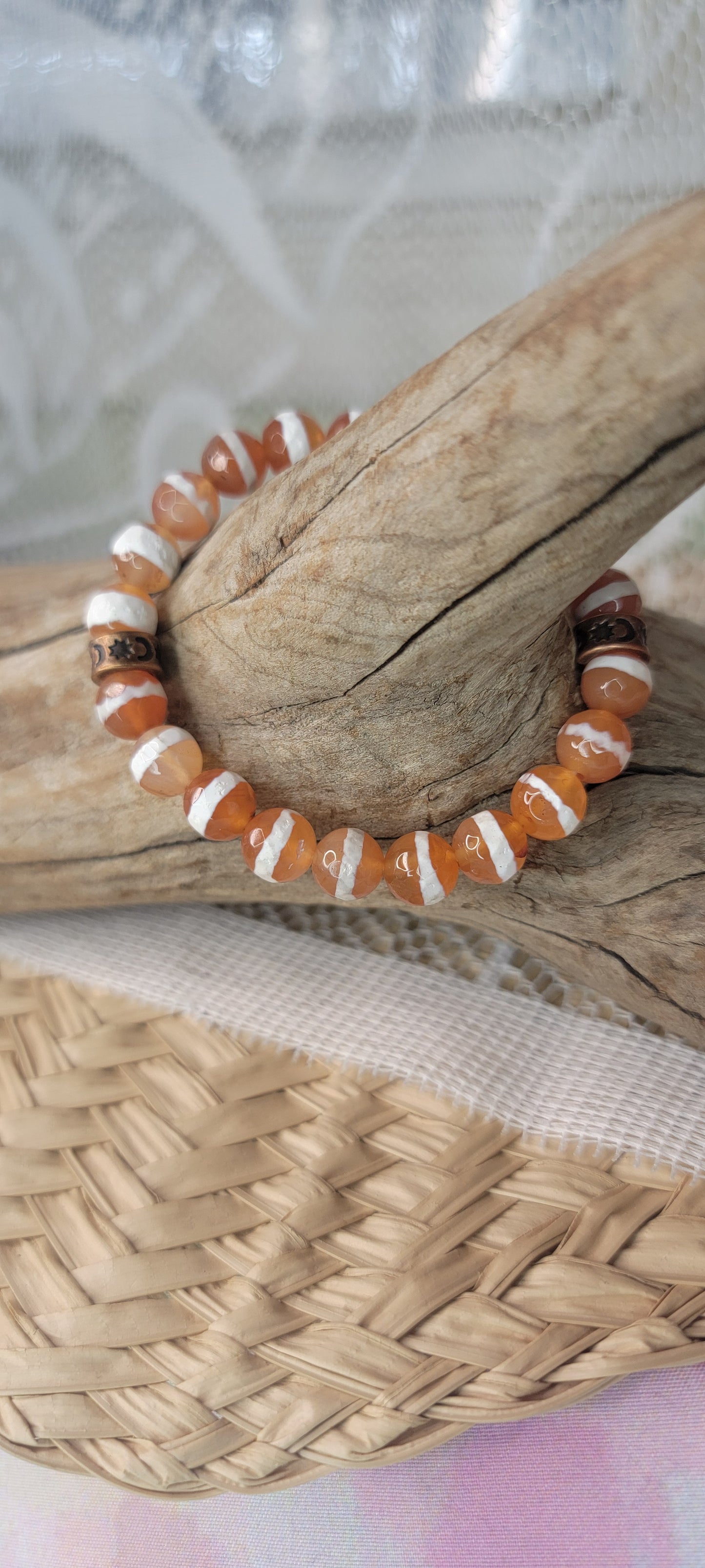 Beaded Fire Agate Stretch Bracelet