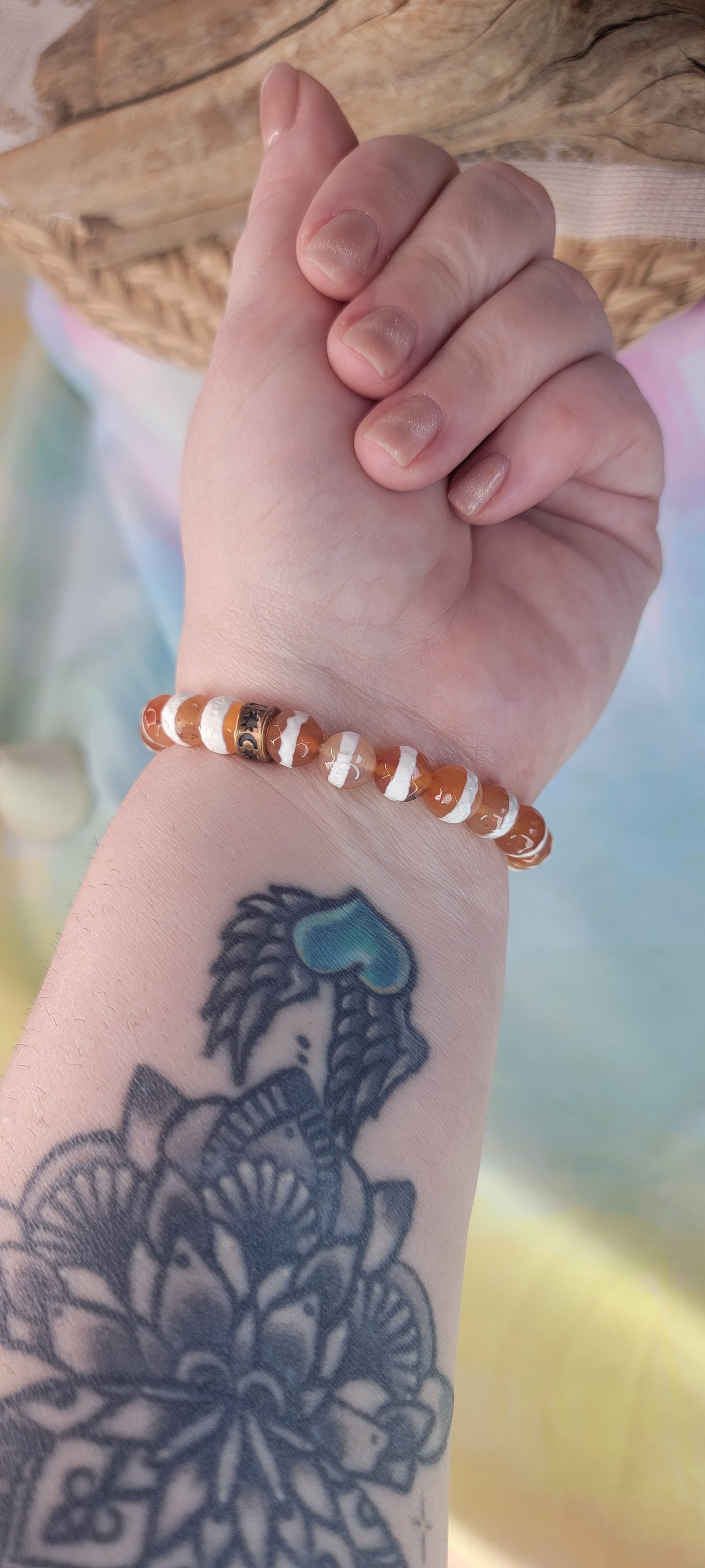 Beaded Fire Agate Stretch Bracelet