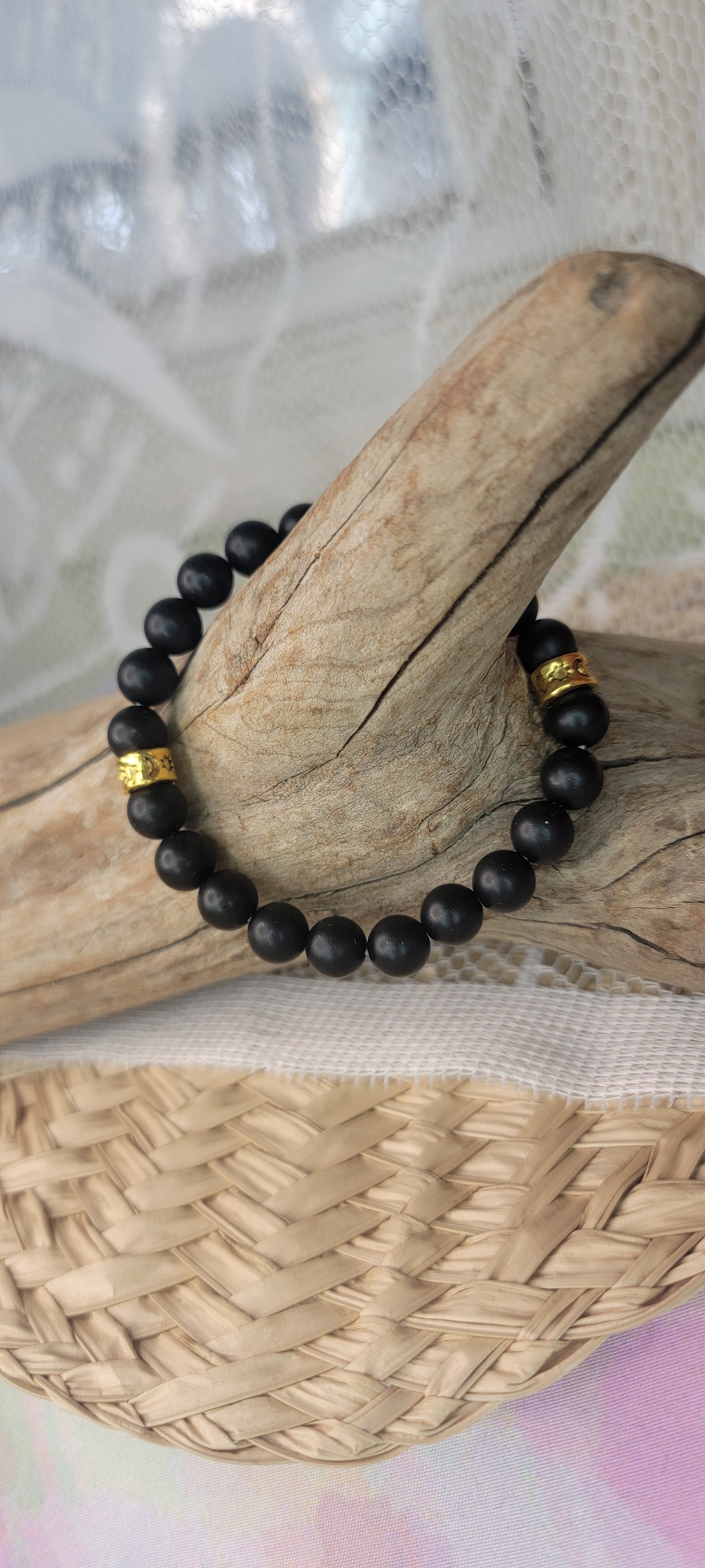 Beaded Black Onyx Stretch Bracelet