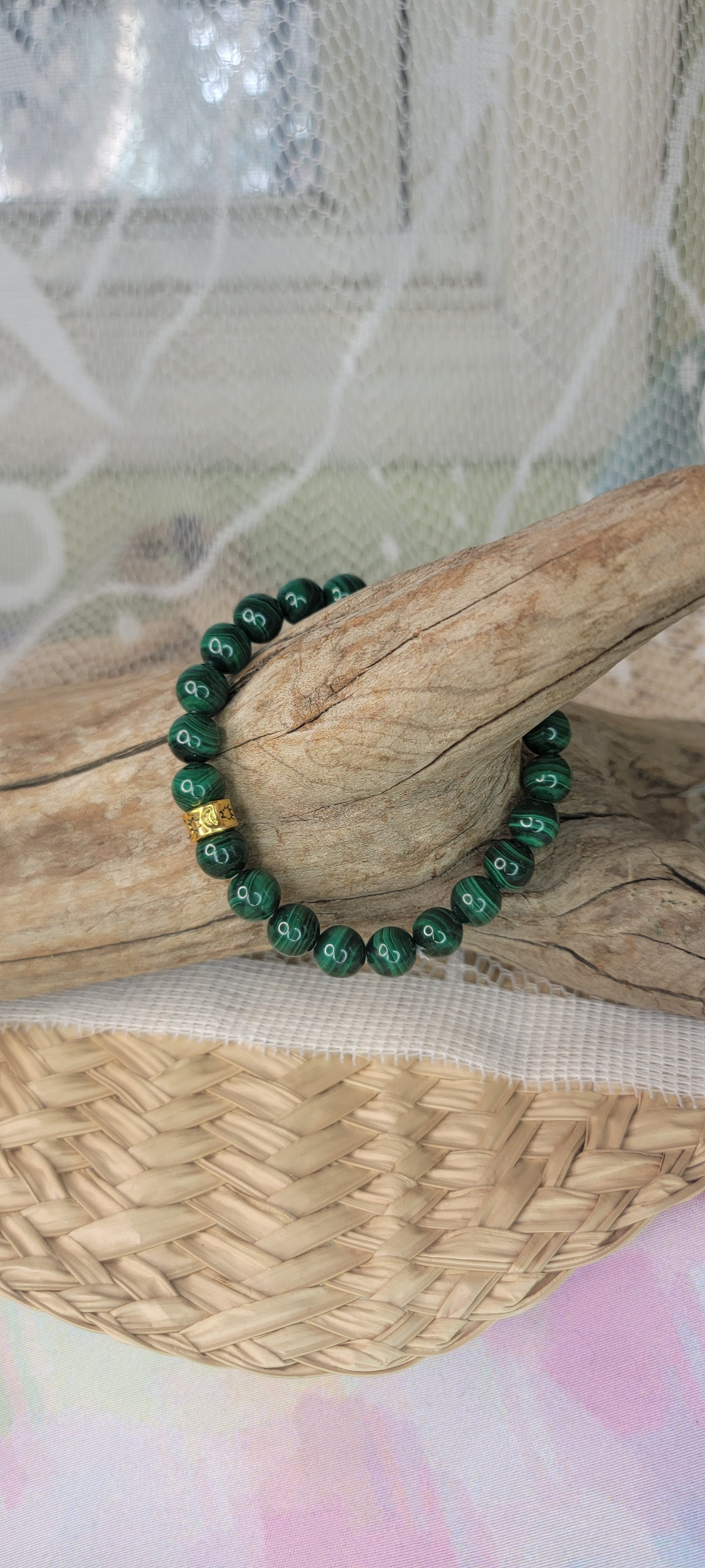 Beaded Malachite Stretch Bracelet